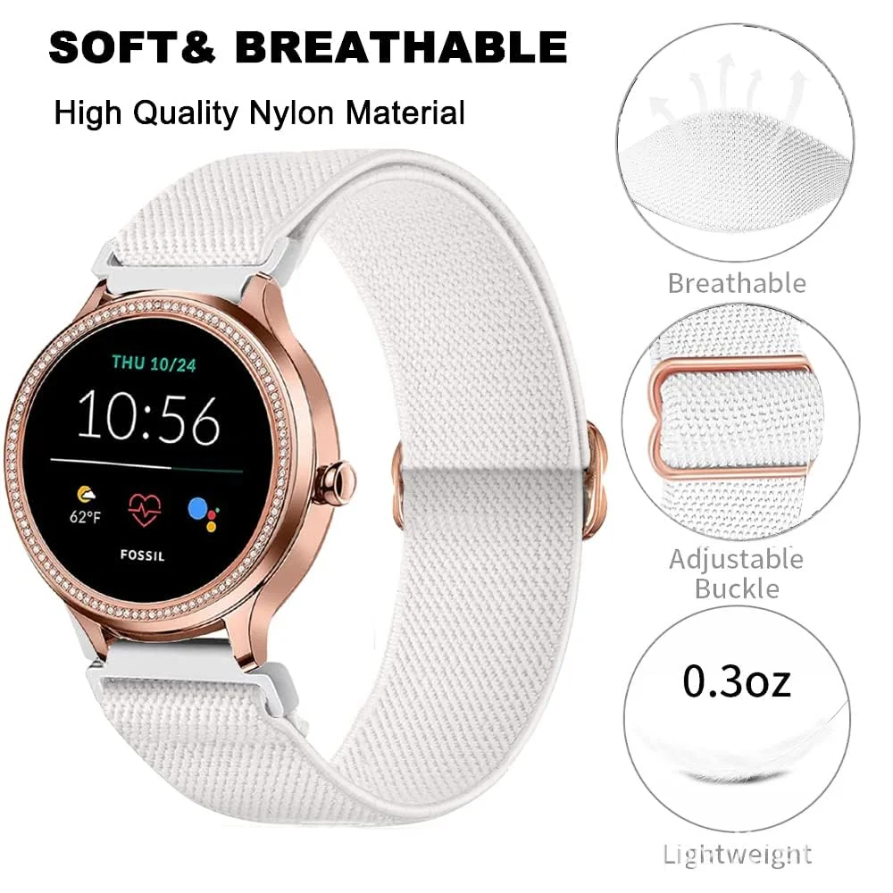 DL3 Mobilak Strap Nylon Loop 20MM Band For Samsung Galaxy Watch 7/6/5/4 40mm 44mm/Watch 5 Pro 45mm/S2 classic/active 2 40mm 44mm/Amazfi GTS 2/2e/3/3 Pro/4/GTS 2 Mini/3 Mini/4 Mini/Bip 3 - Black