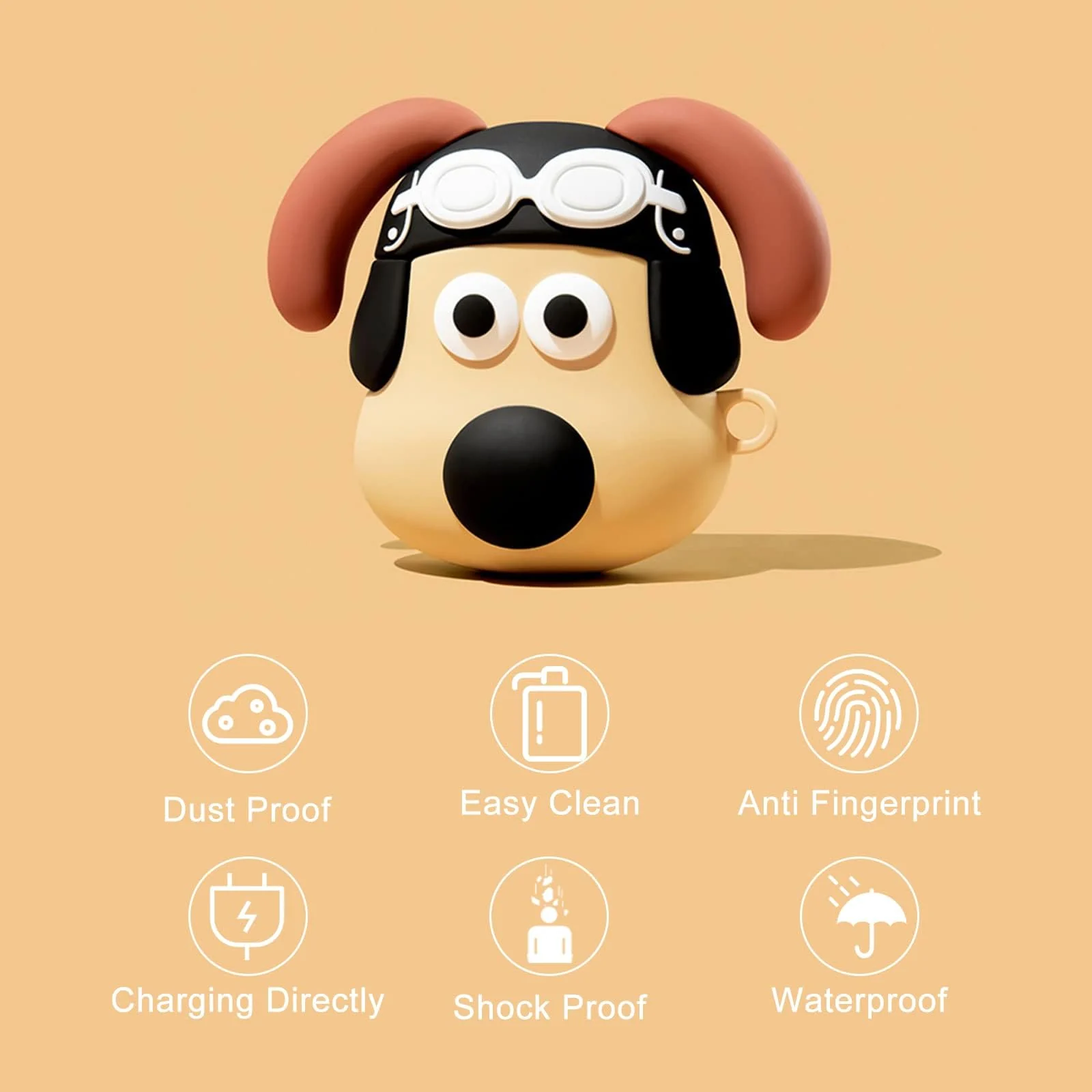 DL3 Mobilak AirPods 3 Case Soft Silicone Shockproof Cover for Apple AirPods 3rd, New 3D Cute Cartoon Creative Fun Case Skin with Keychain Design for Air pods 3rd Charging Case - Dog Black Brown