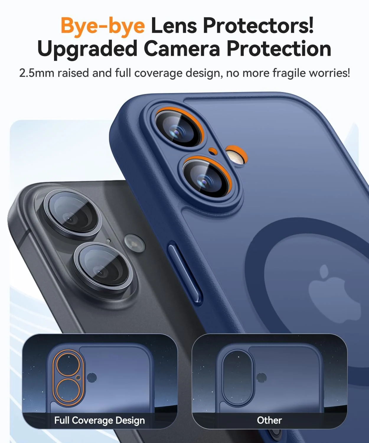 DL3 Mobilak Matte MagSafe-Compatible Magnetic Case for iPhone 16 with Camera Protection and Magnetic Car-Mount Support - Blue