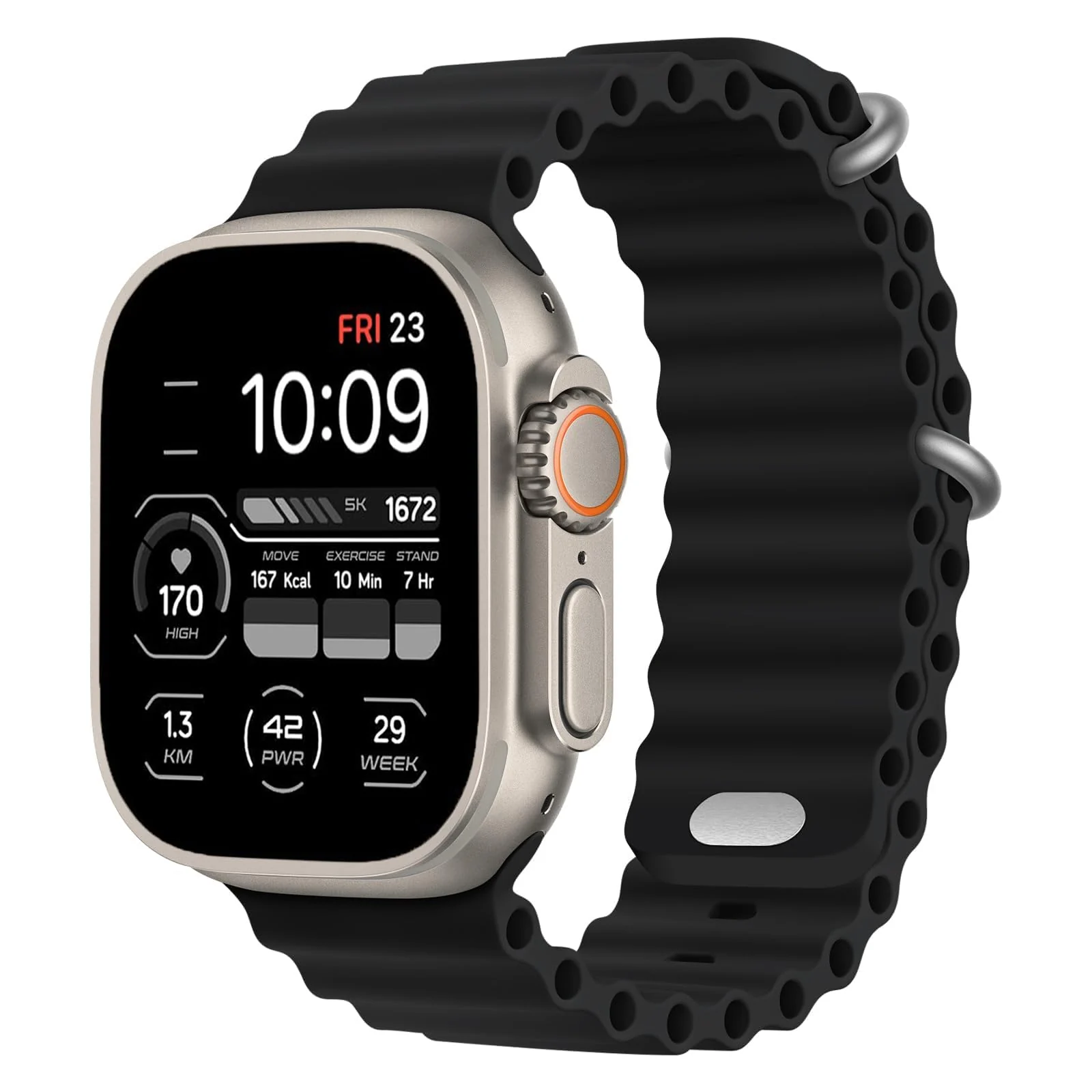 DL3 Mobilak Waterproof Silicone Sport Strap for 49mm 45mm 44mm 42mm Smartwatches, Replacement Band for Series SE 8 to 1 - Black