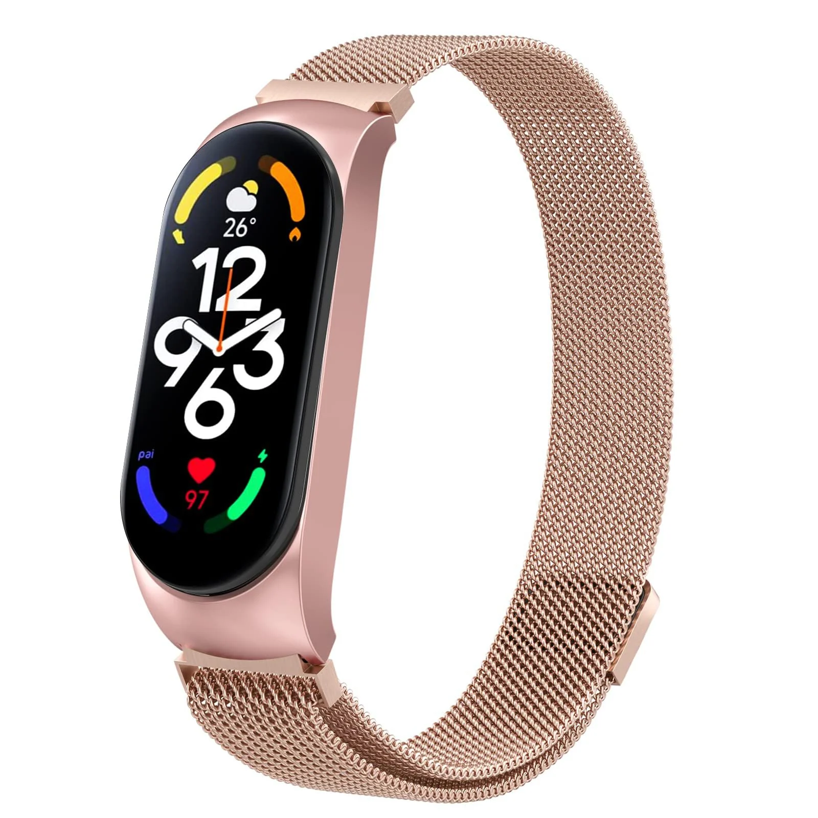 Dl3 Mobilak Compatible with Xiaomi Mi Band 7 Strap for Women Men, Adjustable Stainless Steel Metal Replacement Strap Magnetic Metal Wristband, Straps Compatible with Mi Band 7 (Blue)