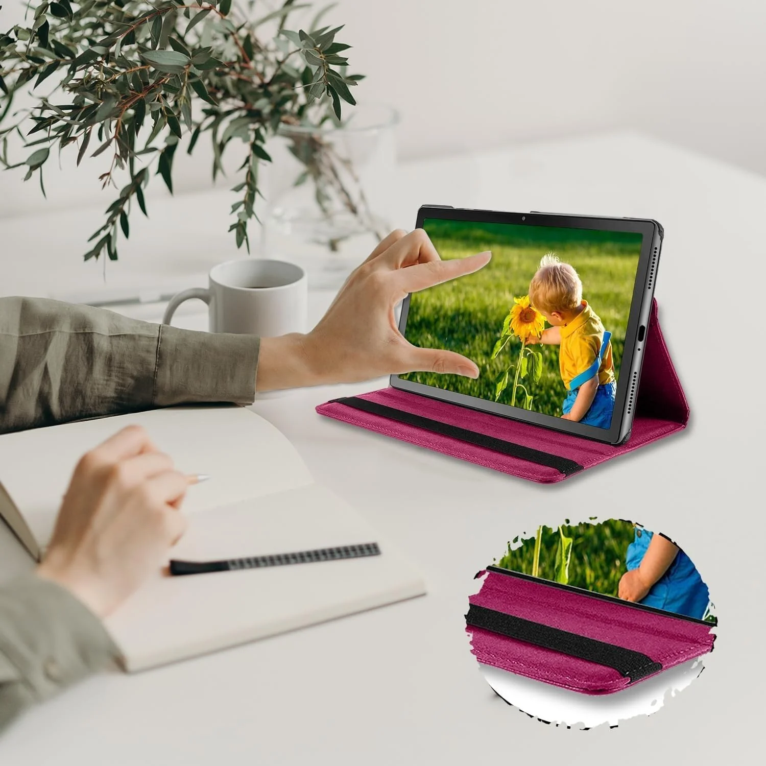 "DL3 Mobilak Protective Cover for Lenovo Tab M11/Tab K11 LTE 11"" 2024, 360° Rotatable Smart Stand, Leather Folio Flip Cover with Multi-Angle Viewing, Auto Wake Sleep - Pink"