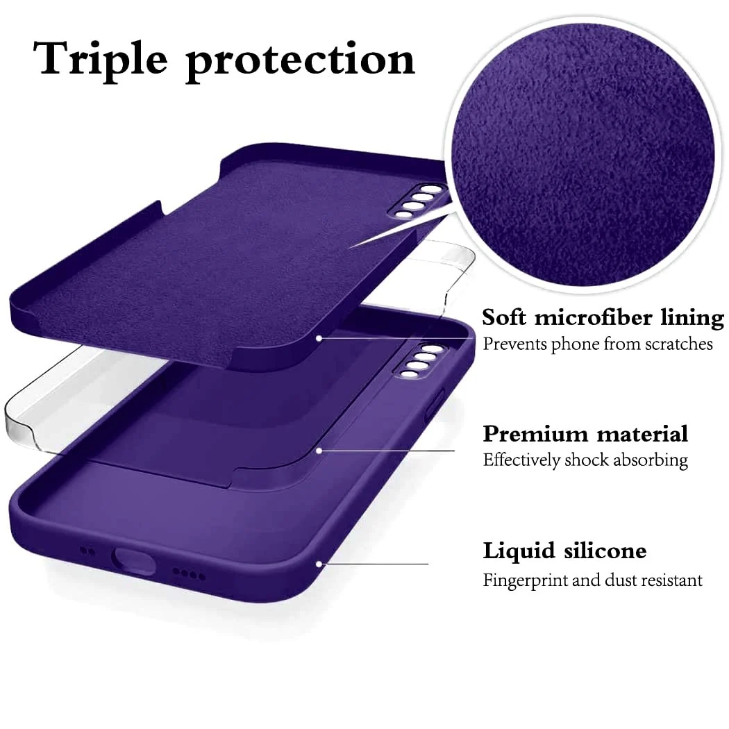DL3 Mobilak Soft Silicone Protective Case for Samsung Galaxy A70 / A70s with Microfiber Lining and Shockproof Design - Purple
