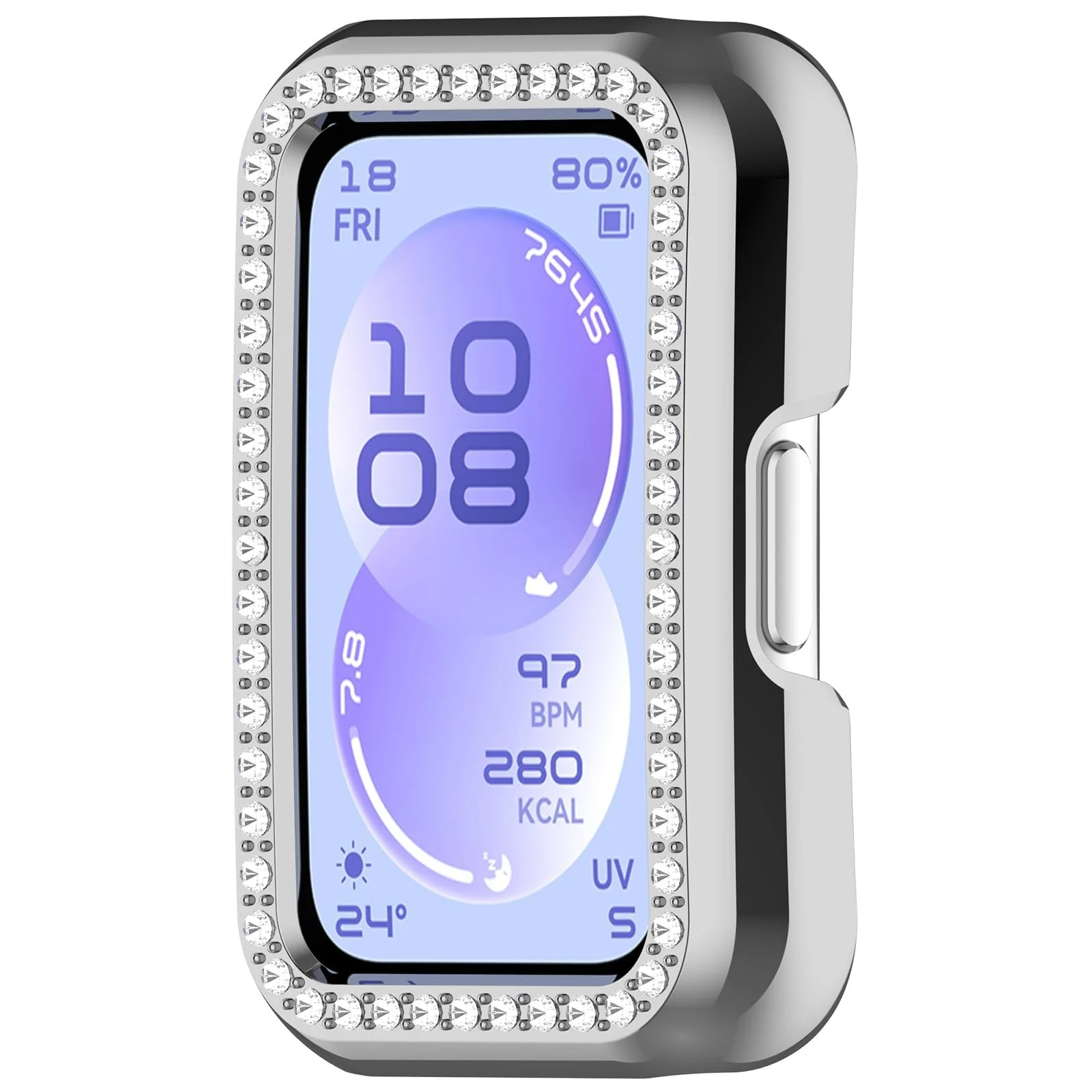 MOBIGON Crystal Bling PC Frame Case for Huawei Band 11, Silver