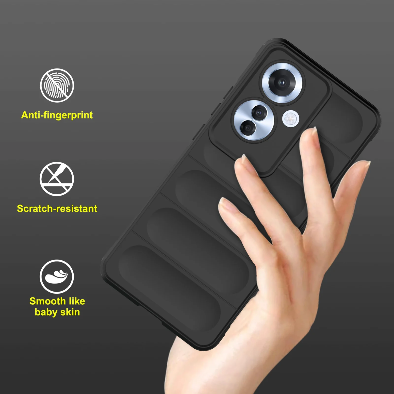DL3 Mobilak Silicone Case for OPPO Reno 11F/Reno11 F 5G Heavy Duty Protective [Slim Fit] Shockproof Soft Flexible Protective Design Shock-Absorption TPU Cover With Camera Protection - Black