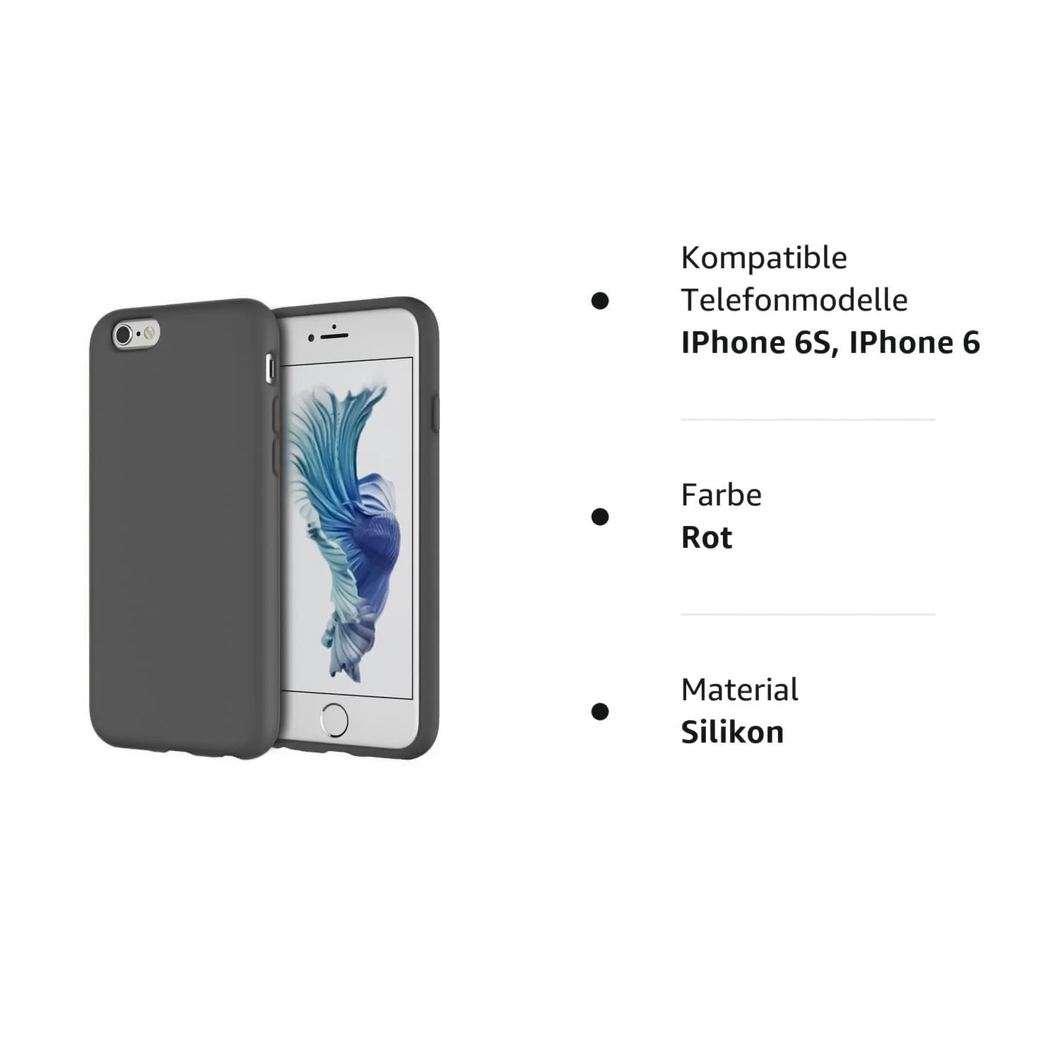 DL3 Mobilak Liquid Silicone Case for iPhone 6 / 6S, Shock-absorbing protection, Scratch-resistant surface, Soft microfiber lining - Gray