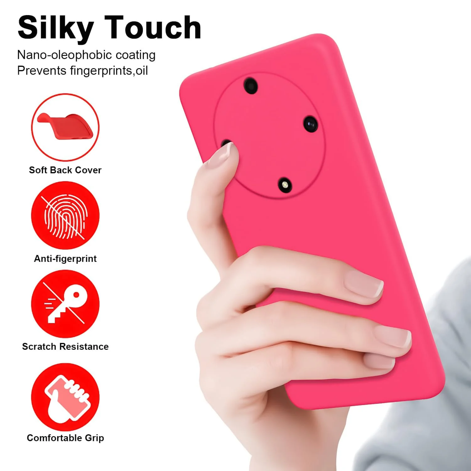 DL3 Mobilak Silicone Protective Case for Honor X9b, Shock-absorbing protection, Scratch-resistant surface, Soft microfiber lining - Hot Pink