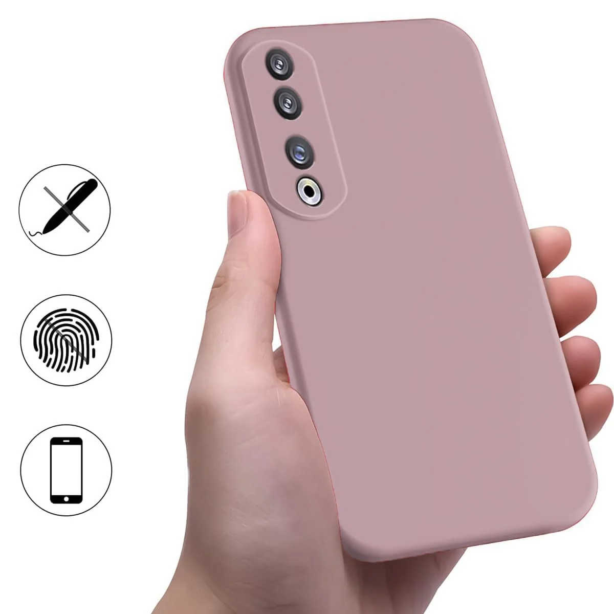 DL3 Mobilak Silicone Protective Case for Honor 70, Shock-absorbing protection, Scratch-resistant surface, Soft microfiber lining - Cashmere