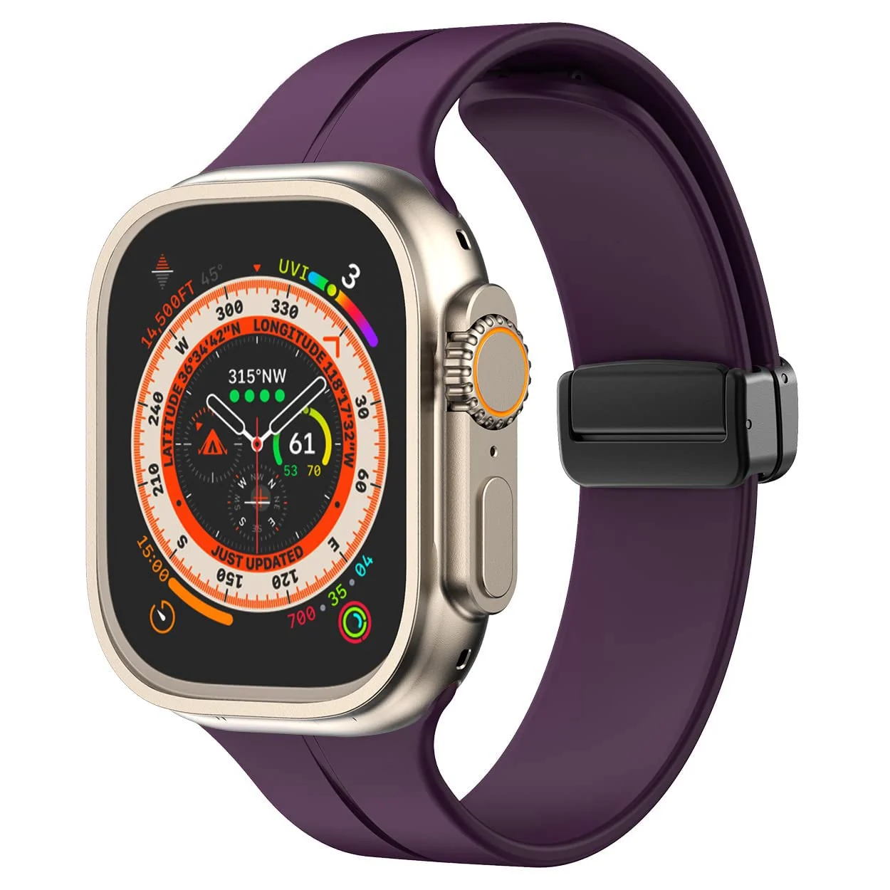 DL3 Mobilak Magnetic Bands for Apple Watch Ultra/Ultra 2 Band 49mm 45mm 44mm 42mm 41mm 40mm 38mm, Soft Sport Silicone Strap for iwatch Series 9/8/7/6/5/4 (Elderberry, 42mm/44mm/45mm/49mm), unisex-adult - Black