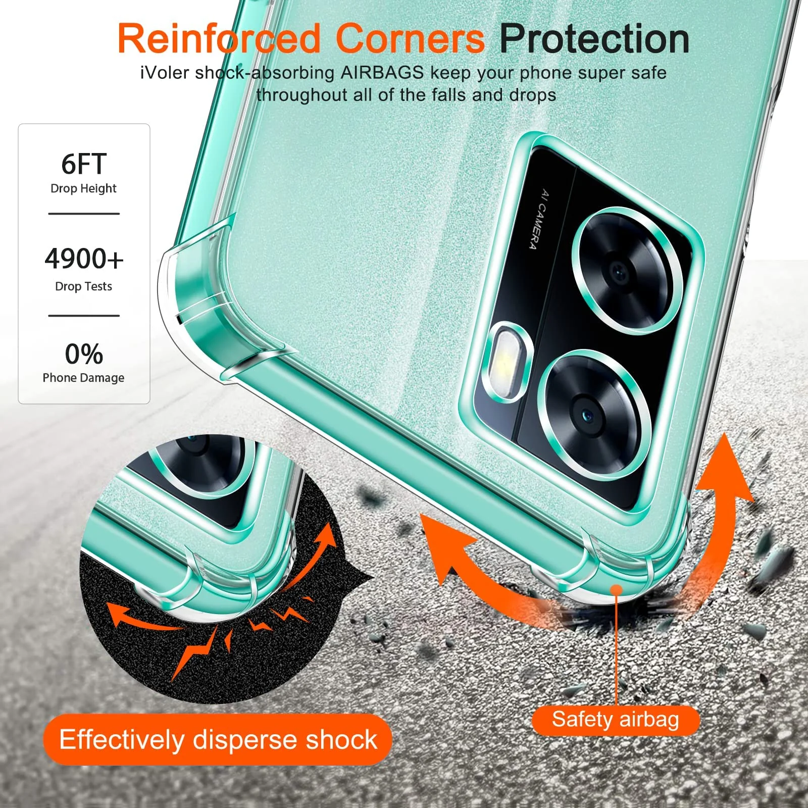 DL3 Mobilak Clear TPU Case for OPPO A77 4G / A57 4G / A57s / A77s, Camera protection, Shock-absorbing protection, Non-slip grip - Clear