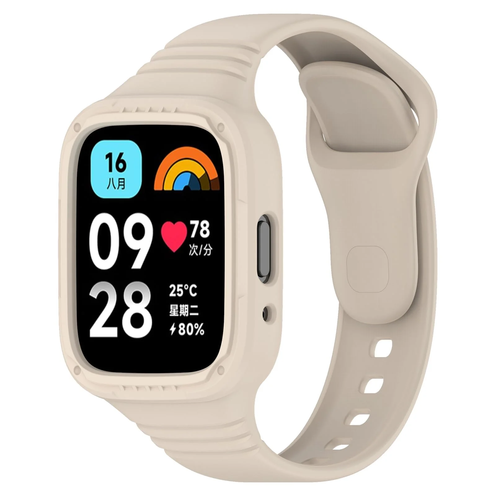 DL3 MOBILAK Silicone Watch Strap with Protective Cover for Xiaomi Redmi Watch 3 Lite / 3 Active, Starlight