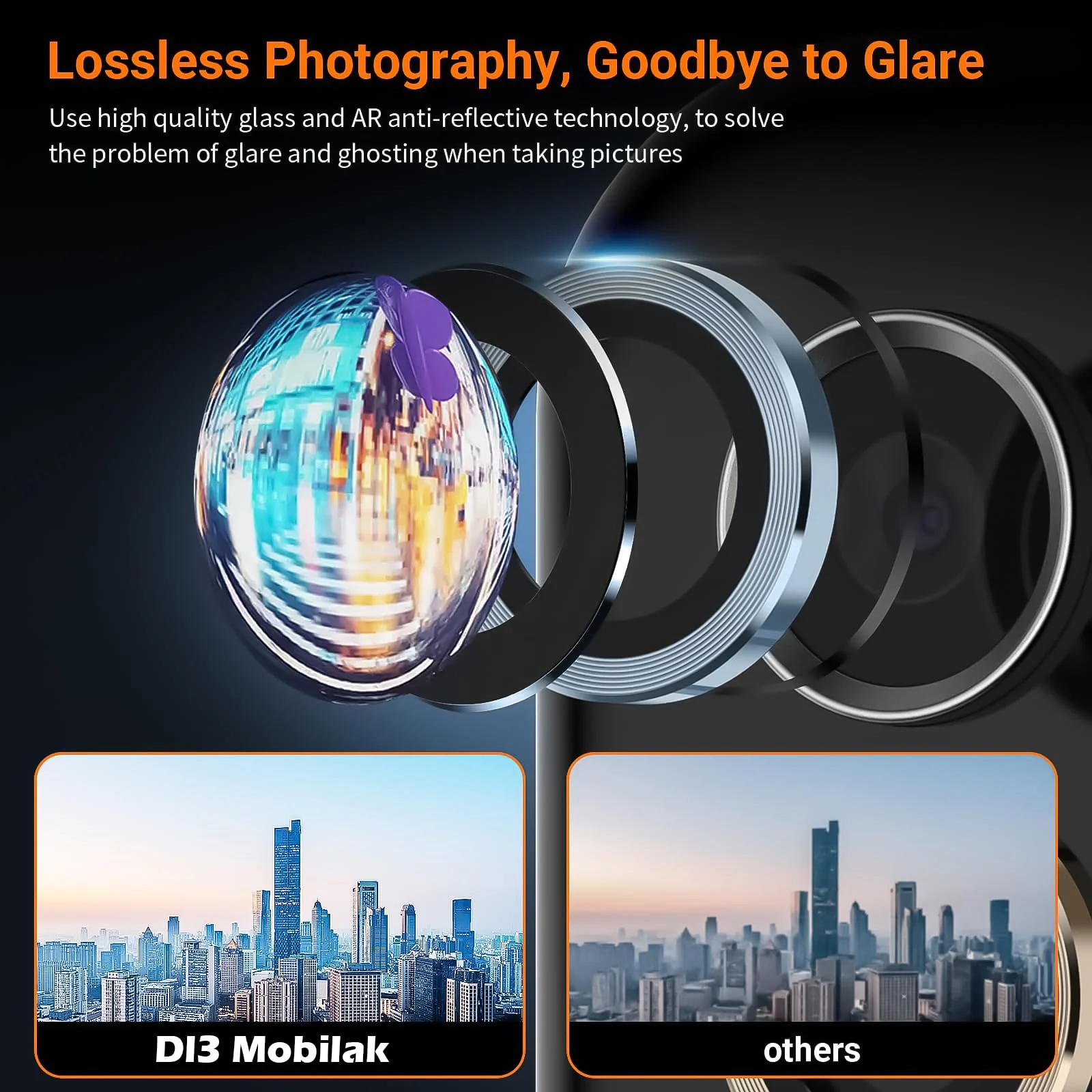 DL3 Mobilak Camera Lens Protector for Samsung Galaxy A25 Accessories, 9H Tempered Glass Metal Individual Ring Camera Cover Screen Protector, Case Friendly, Anti Scratch - Blue