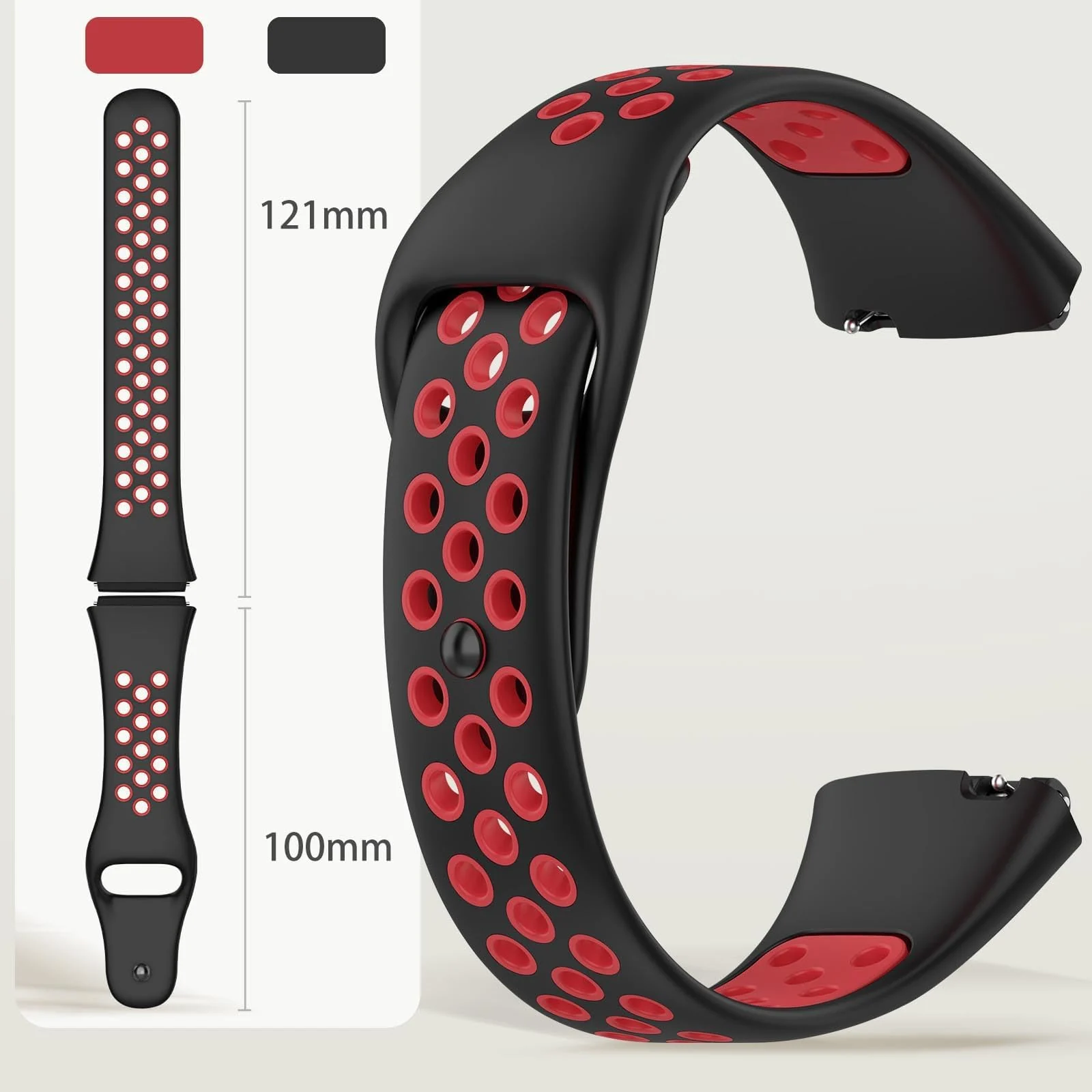 DL3 Mobilak Strap Silicone Compatible With Xiaomi Redmi Watch 3 Active/Redmi Watch 3 Lite, Sport Silicone Watch Band Wrist Strap, Bracelet Wristband Wrist Strap - Black Red