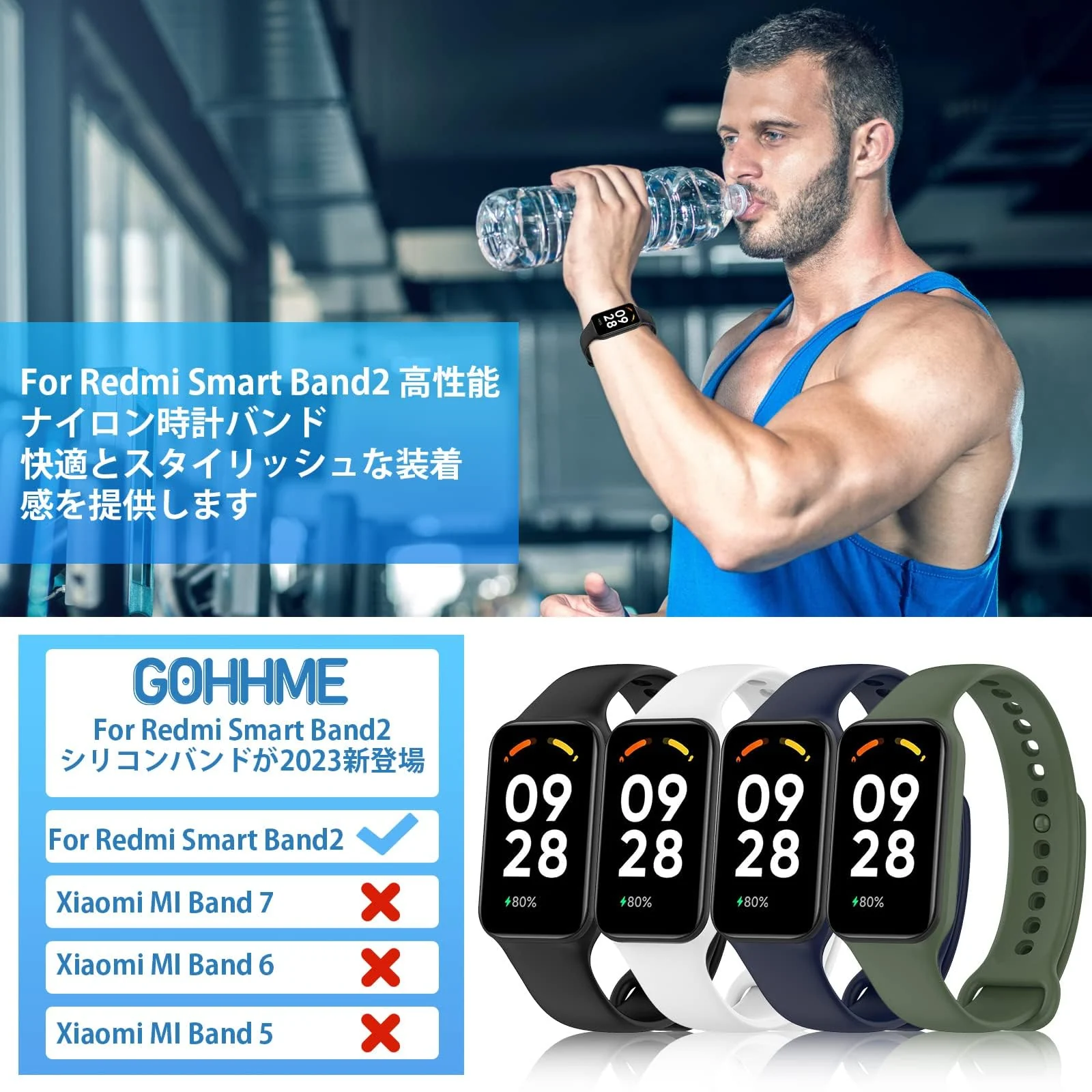 DL3 Mobilak Smart Watch Strap for Xiaomi Redmi Band 2, Sport Silicone Watch Band Wrist Strap, Replacement Bracelet Wristband Wrist Strap for Xiaomi Redmi Smart Band2 Accessories - Black