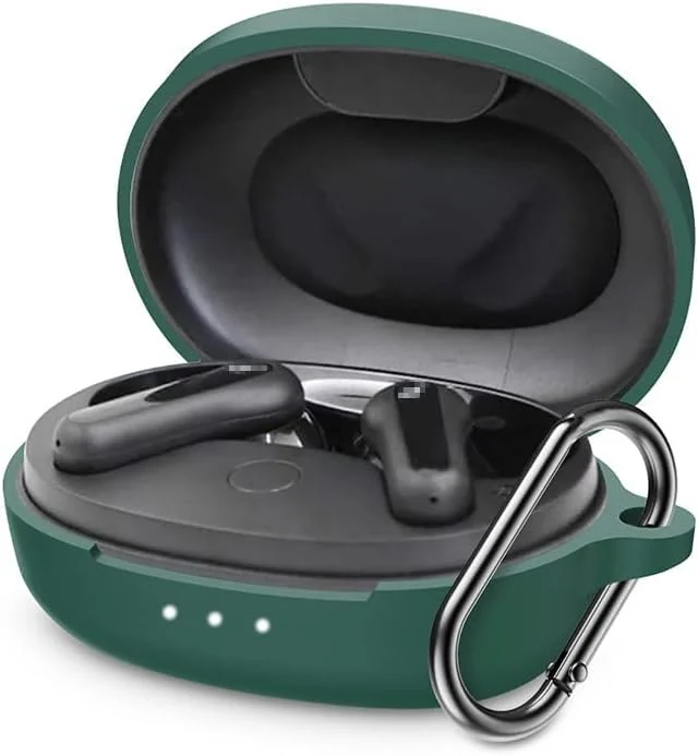 DL3 Mobilak Silicone Case Compatible with Anker Soundcore Life P2 Mini Earbuds, Soft Silicone Protective Case Cover, Shockproof Sleeve with Carabiner - Green