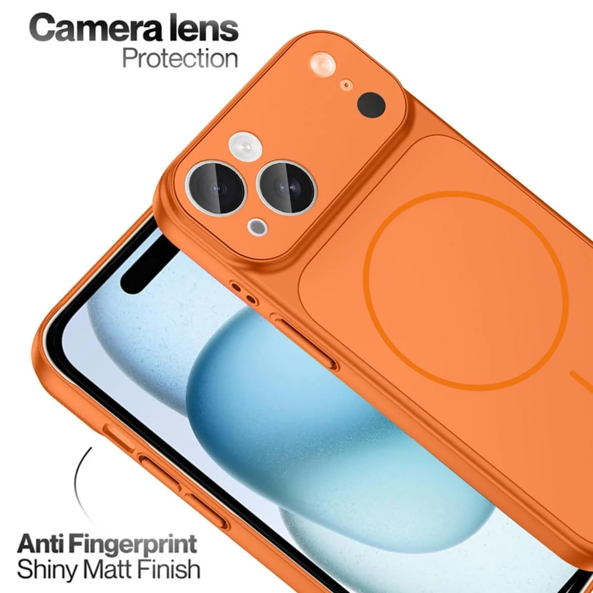 DL3 Mobilak Case for iPhone 11, Converter Design Cover, Compatible With MagSafe, Case with Glass Camera Panel, Built-in Camera Guard, Slim Shockproof Cover - Orange