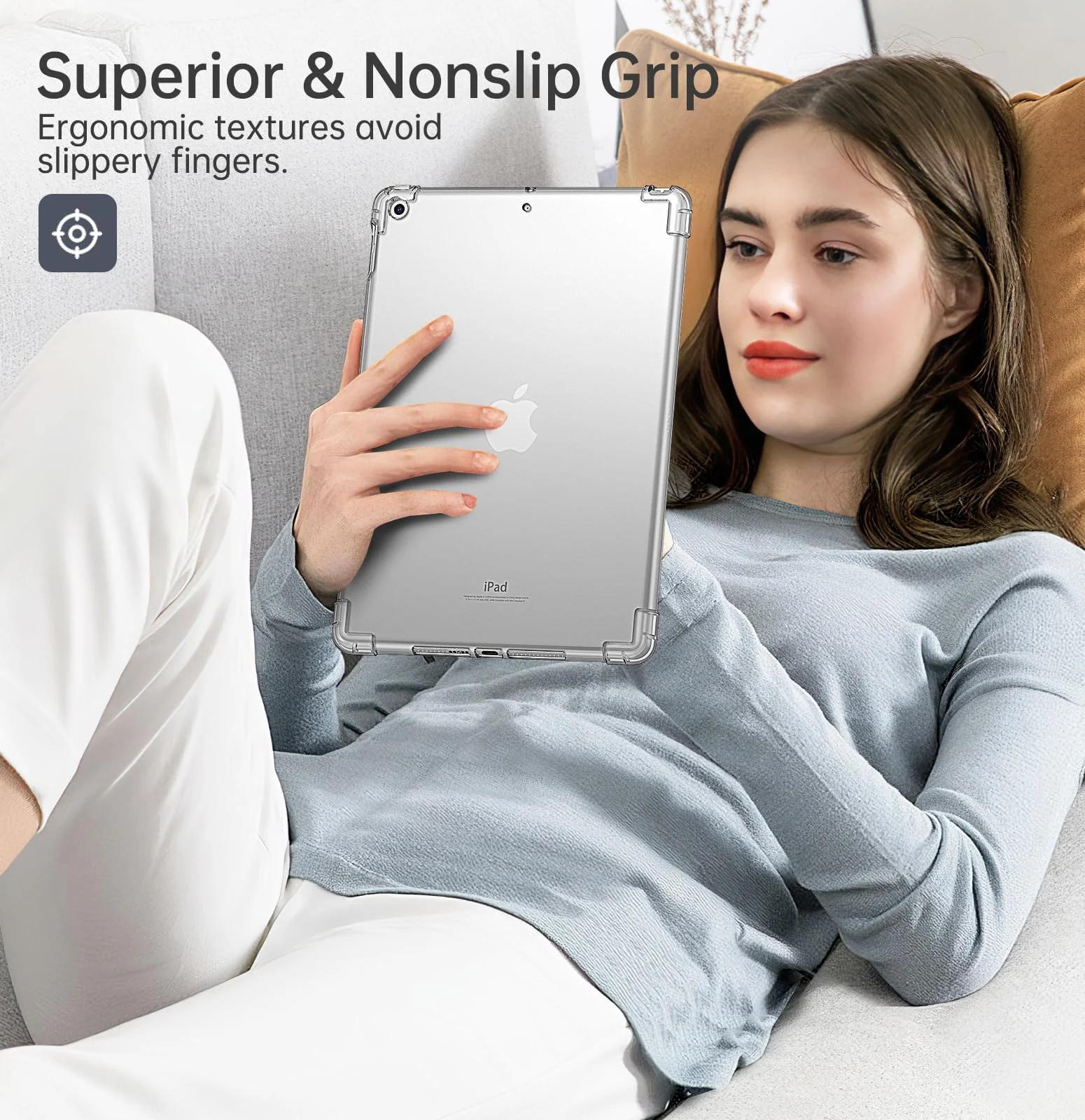 DL3 Mobilak Transparent Case For iPad 9/8/7 (10.2-Inch, 2021/2020/2019 Model, 9th/8th/7th Generation), Ultra Thin Silicone Shockproof Back Shell HD Transparent TPU Protective Cover - Clear