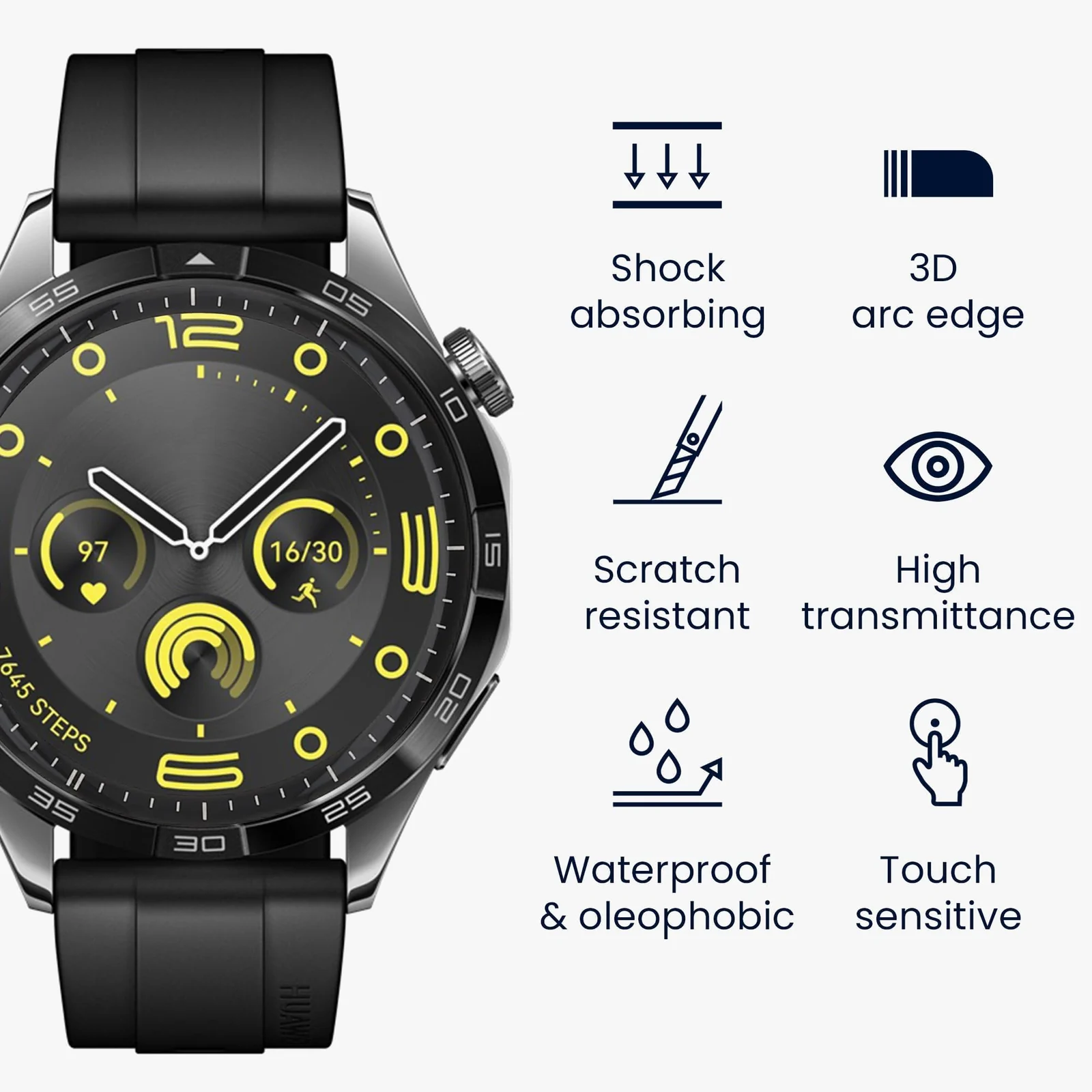 DL3 Mobilak Screen Protector For Huawei Watch GT4 46mm, 3D Curved Soft Edge Protective Film [Anti-Scratch] [Bubble Free] [Ultra Shatterproof] [High Sensitive] (Not Glass) Screen For GT 4 46mm - Black