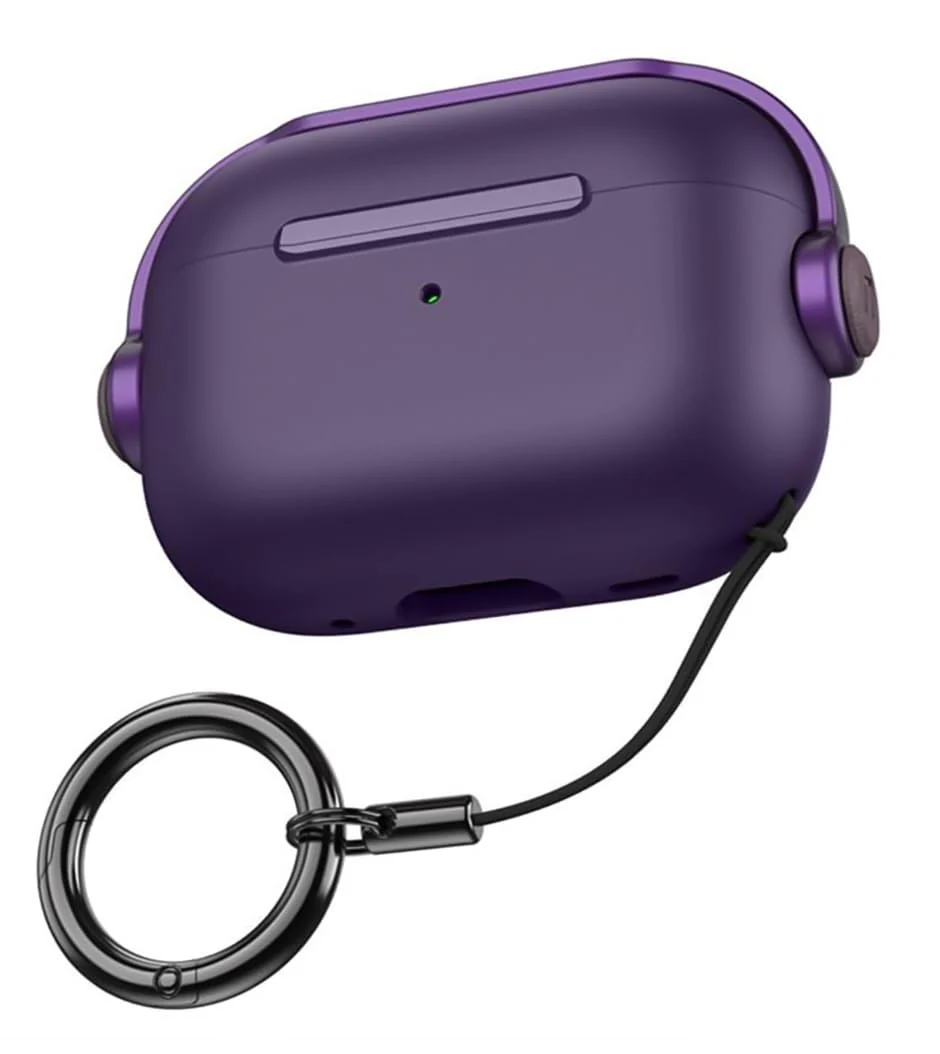 DL3 Mobilak Protective Case for AirPods Pro 2 [With Closure Lid] [Front LED Visible] [With Wrist Strap] Skin Case Compatible with 2022 AirPods Pro 2nd Generation - Purple