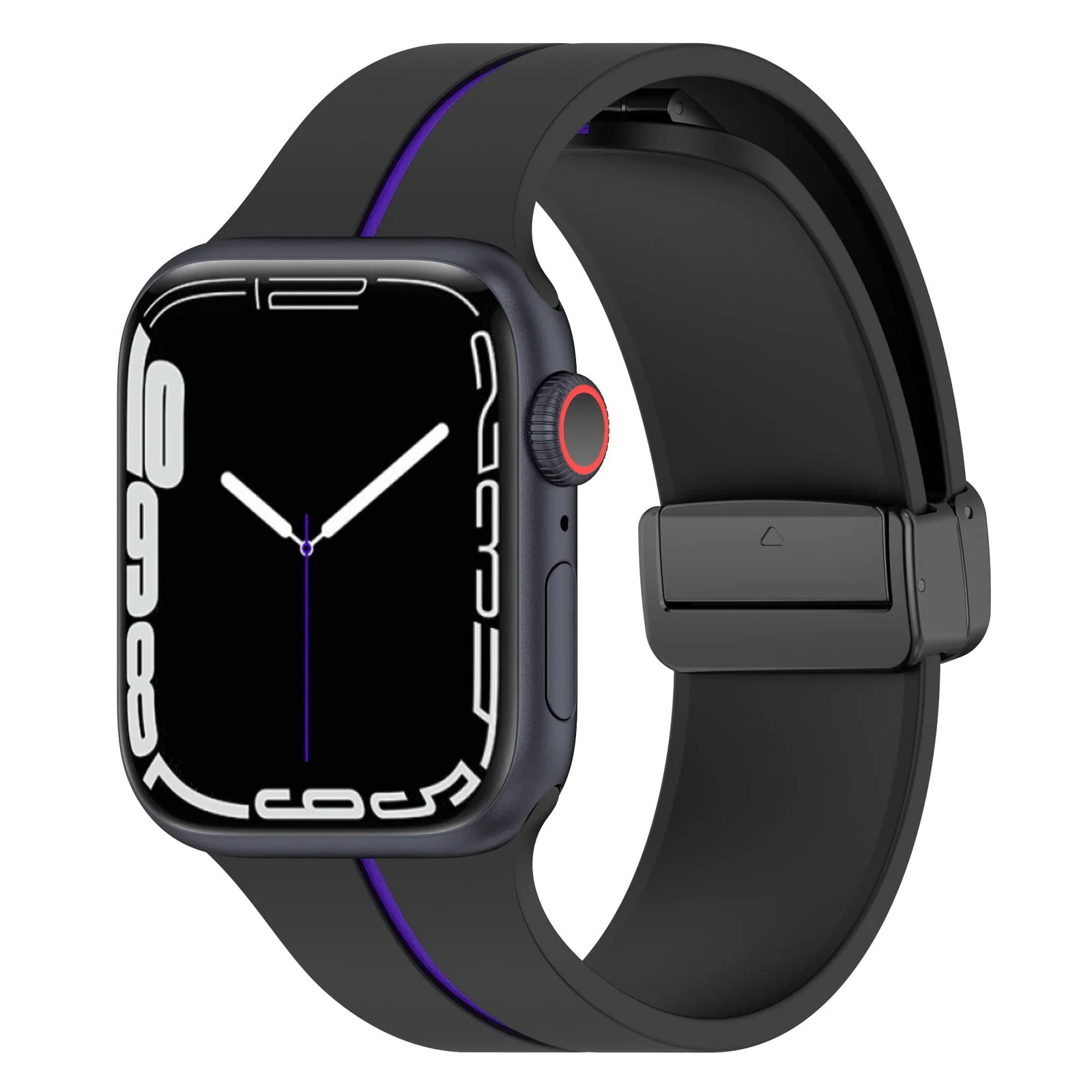 DL3 Mobilak Magnetic Bands for Apple Watch Ultra/Ultra 2 Band 49mm 45mm 44mm 42mm 41mm 40mm 38mm, Soft Sport Silicone Strap for iwatch Series 9/8/7/6/5/4 (42mm/44mm/45mm/49mm) - Black Purple