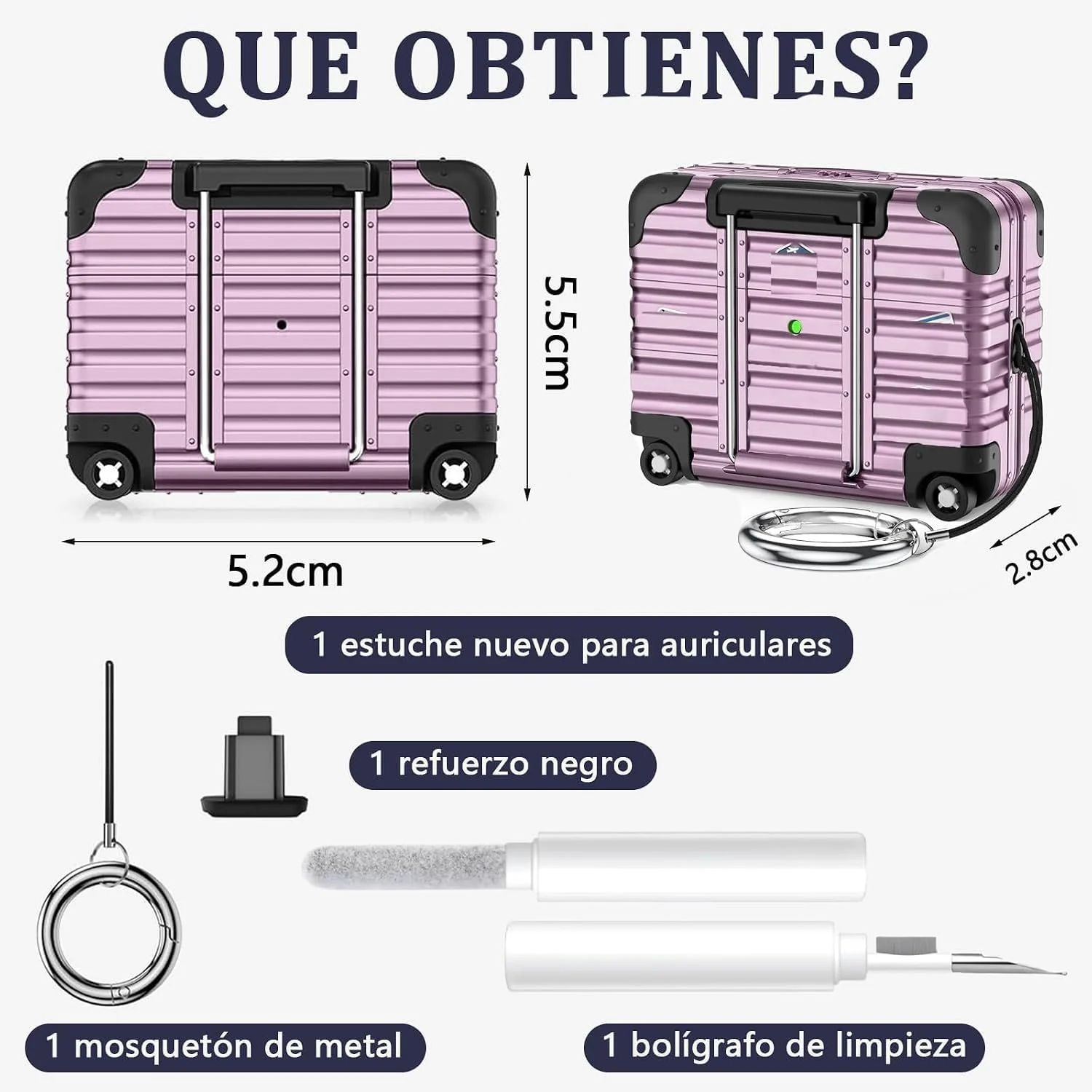 MOBIGON Suitcase-Style Hard Earbuds Case with Keychain for Apple AirPods Pro 1 / 2, Lavender Purple