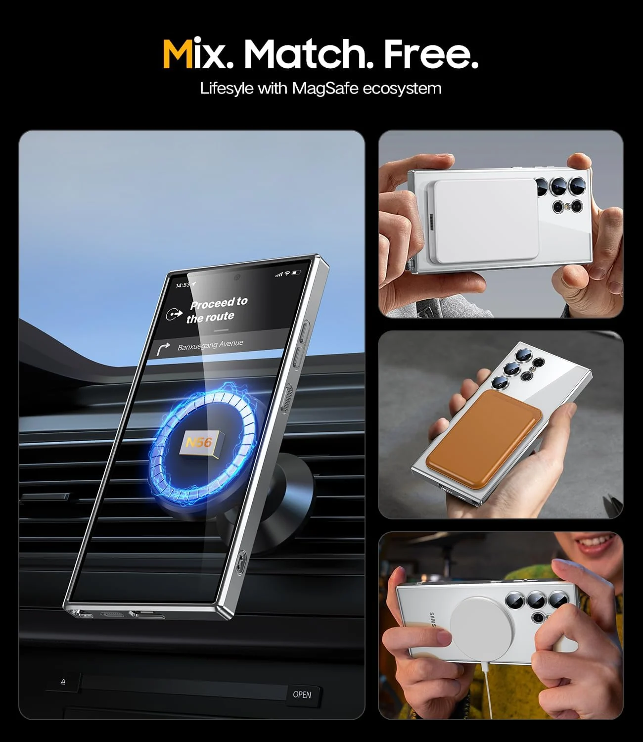 DL3 MOBILAK For Samsung Galaxy S24 Ultra Magnetic Case, Compatible with MagSafe, Built-in Camera Lens Protector, Luxury Plating Soft TPU Clear Shockproof Slim Cover 6.8 inch - Silver