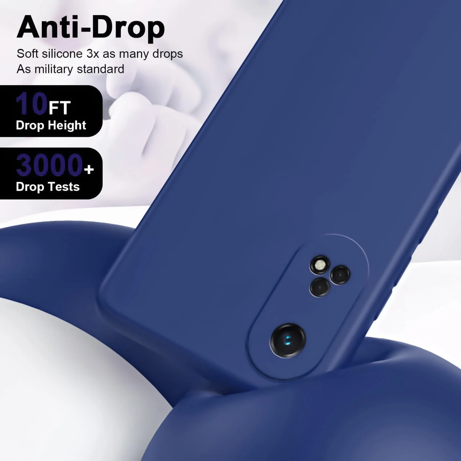 DL3 Mobilak Soft Silicone Protective Case for OPPO Reno 8T 4G with Microfiber Lining and Shockproof Design - Blue 1