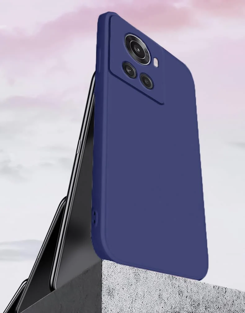 DL3 Mobilak Soft Silicone Protective Case for OnePlus 10R with Microfiber Lining and Shockproof Design - Blue