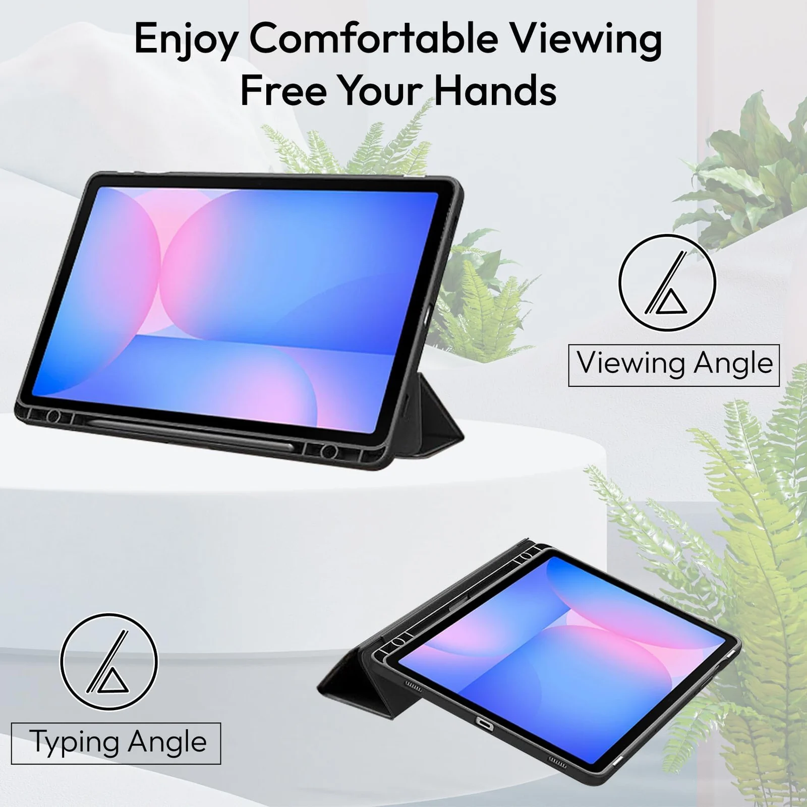 "DL3 Mobilak Case for Samsung Galaxy Tab S10 Lite 10.9"" / S10 FE / S9 FE / S9 11"" with Built-in Pencil Holder, Clear Transparent PC Back, Shockproof Tri-Fold Stand Tablet Cover, Auto Wake/Sleep - Black"