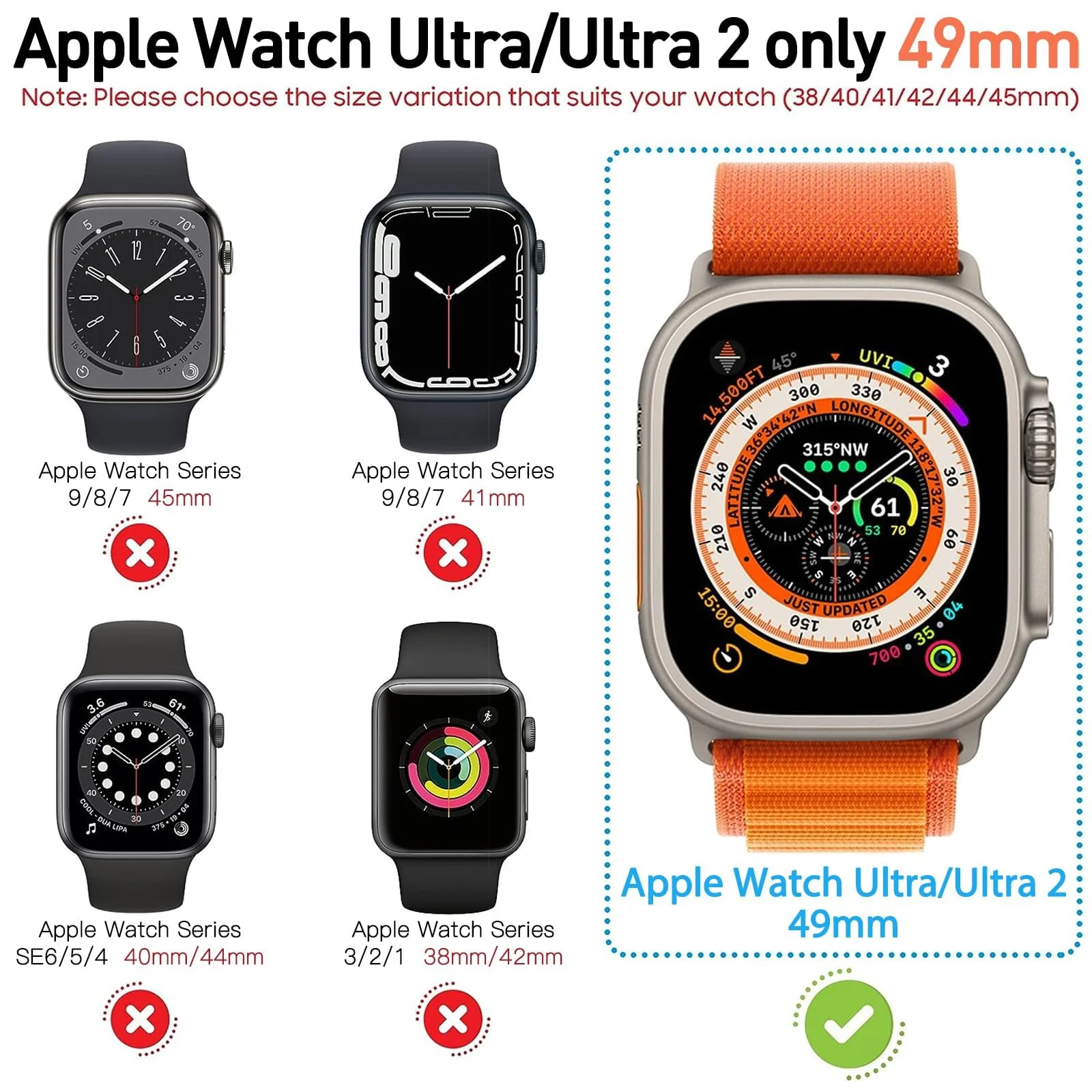 DL3 Mobilak Hard Case Designed for Apple Watch Ultra 2 (2023) / Ultra 1 49mm, Built-in 9H [HD ] Tempered Glass Screen Protector, [Full Protection] Slim Cover for iWatch 49mm - Clear