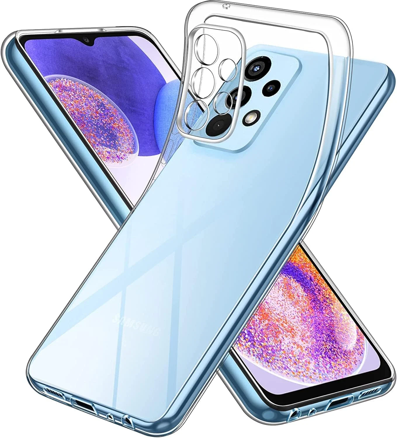 DL3 Mobilak Case Compatible with Samsung Galaxy A23 5G/4G Case Crystal Soft TPU Gel Case Flexible Silicone Anti-Scratch Camera Protection TPU Cover - Clear
