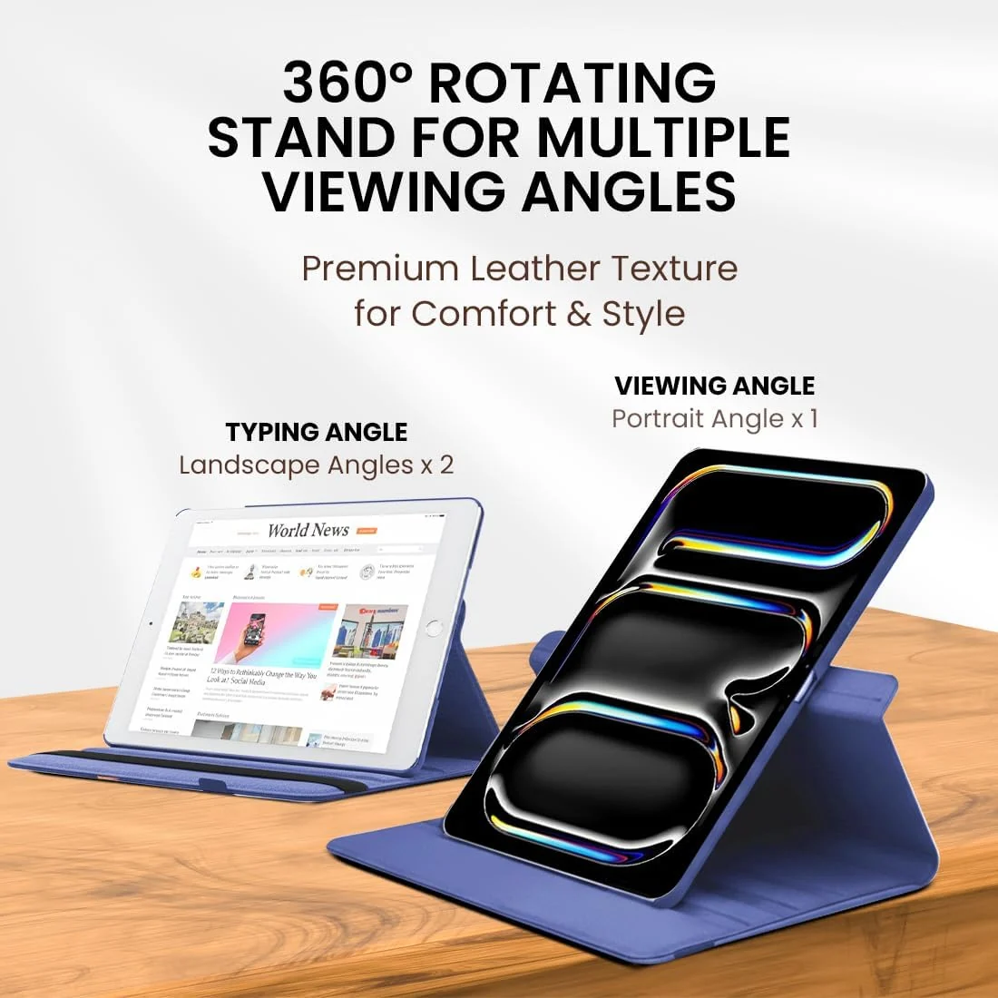 DL3 Mobilak Protective Cover for iPad Pro 13 inch Case M5/M4 (2025/2024), 360° Rotatable Smart Stand, Leather Folio Flip Cover with Multi-Angle Viewing, Auto Wake Sleep - Blue