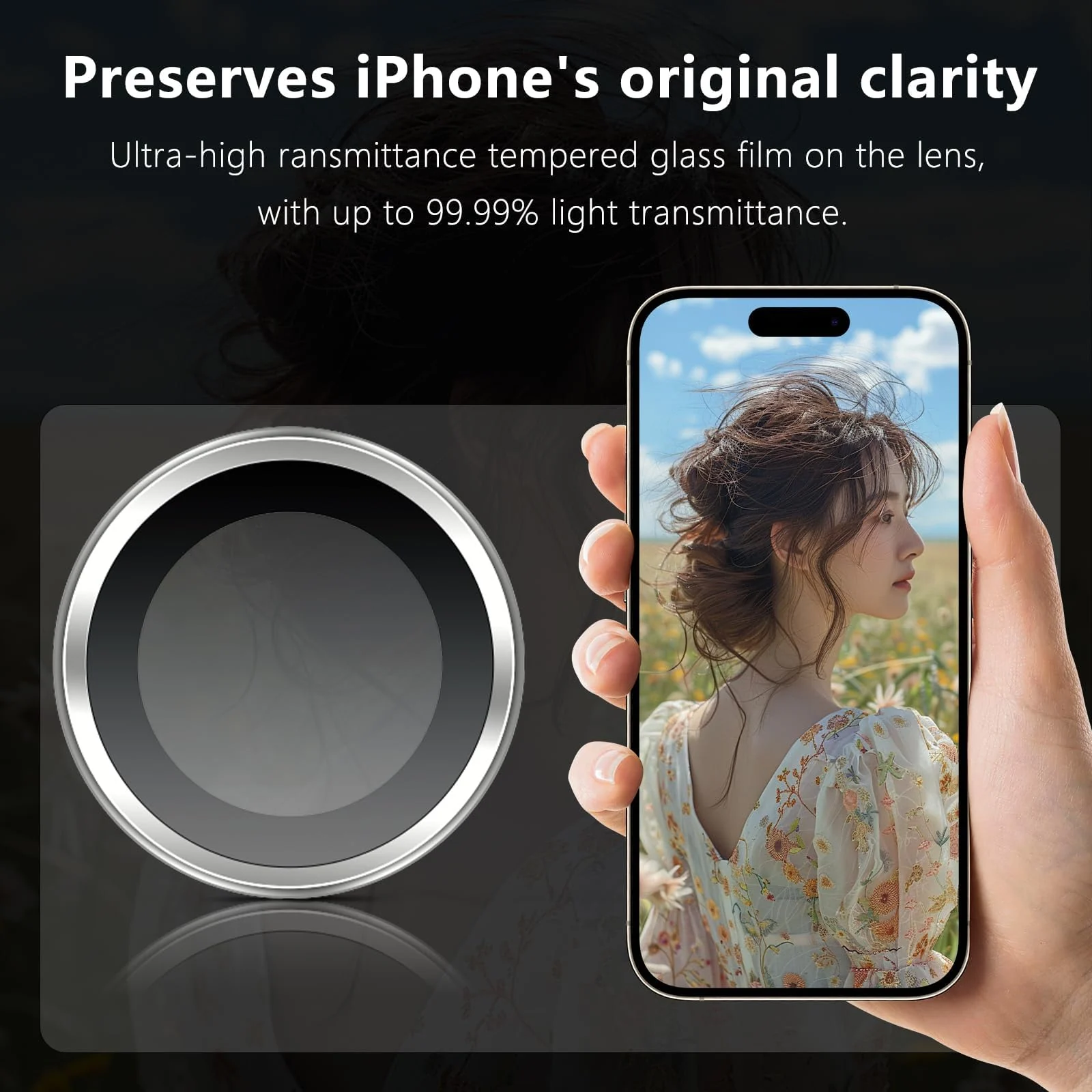 DL3 Mobilak Camera Lens Protector for iPhone 17 Accessories, 9H Tempered Glass Metal Individual Ring Camera Cover Screen Protector, Case Friendly, Anti Scratch - White