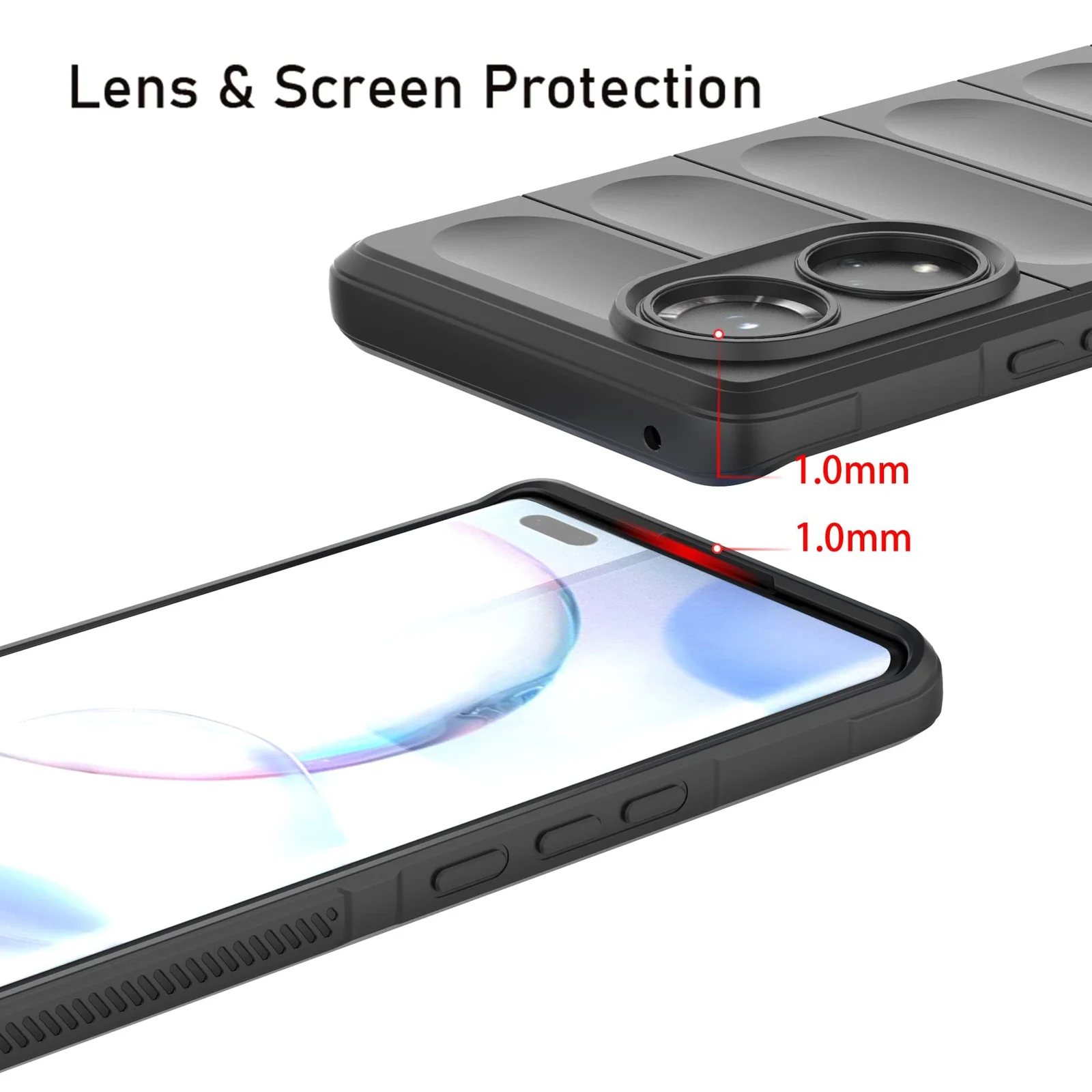 DL3 Mobilak Flexible Silicone and TPU Protective Case with Camera Protection for Honor 50 / Huawei Nova 9 - Black