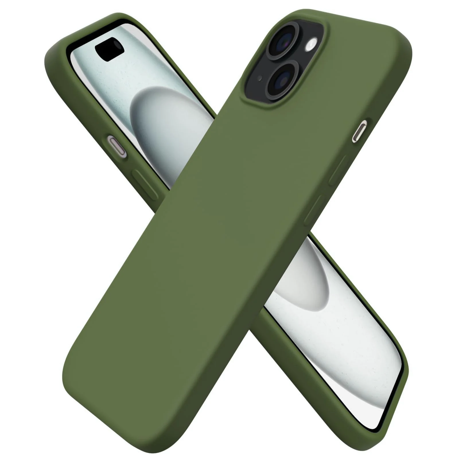 DL3 Mobilak Liquid Silicone Case for iPhone 15, Supports wireless charging, Shock-absorbing protection, Anti-fingerprint finish - Cedar Green