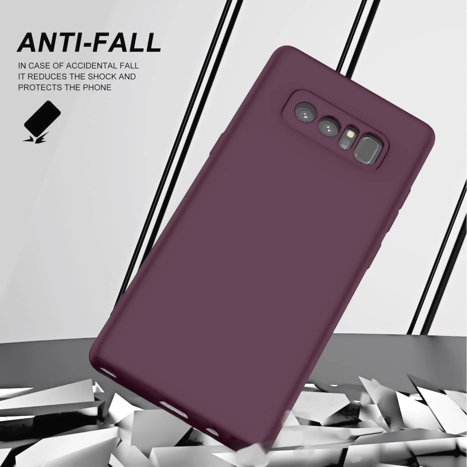 DL3 Mobilak Liquid Silicone Protective Case with Soft Microfiber Lining with Full Camera Protection for Samsung Galaxy Note 8 - Wine Red