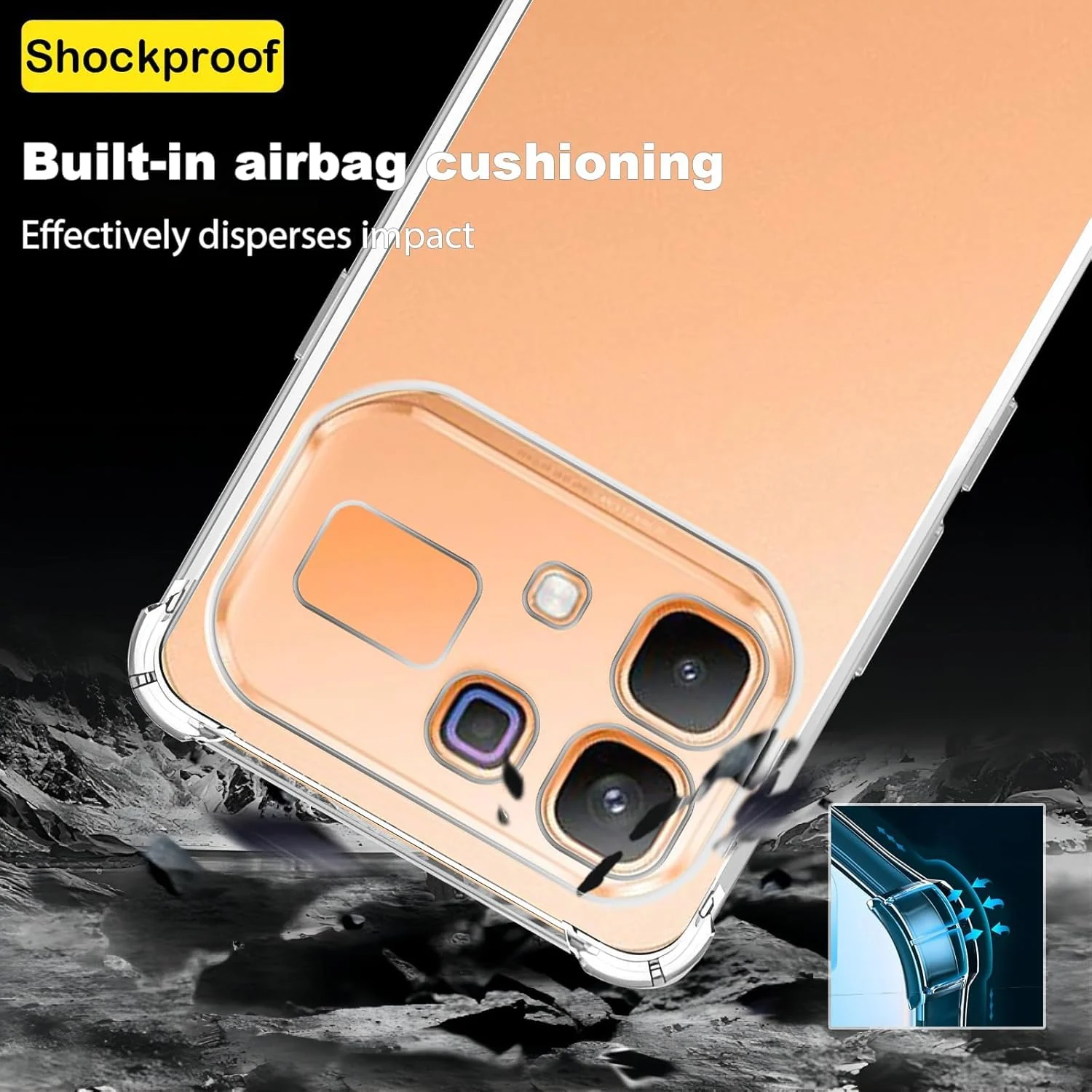 DL3 Mobilak Case Compatible with Infinix Note 60 Pro, Cover SiliconeTransparent TPU Gorilla Anti-shock Protector Camera Shockproof Corners - Clear