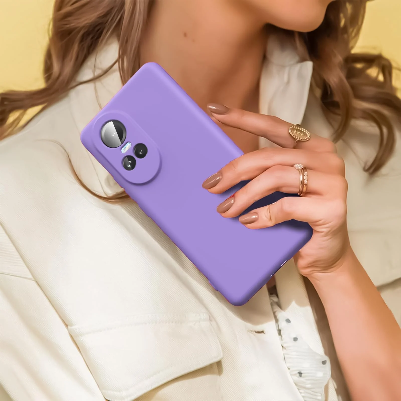 DL3 Mobilak Liquid Silicone Case for OPPO Reno 10 5G / OPPO Reno 10 Pro 5G, Not compatible with MagSafe, Supports wireless charging, Camera protection - Light Purple