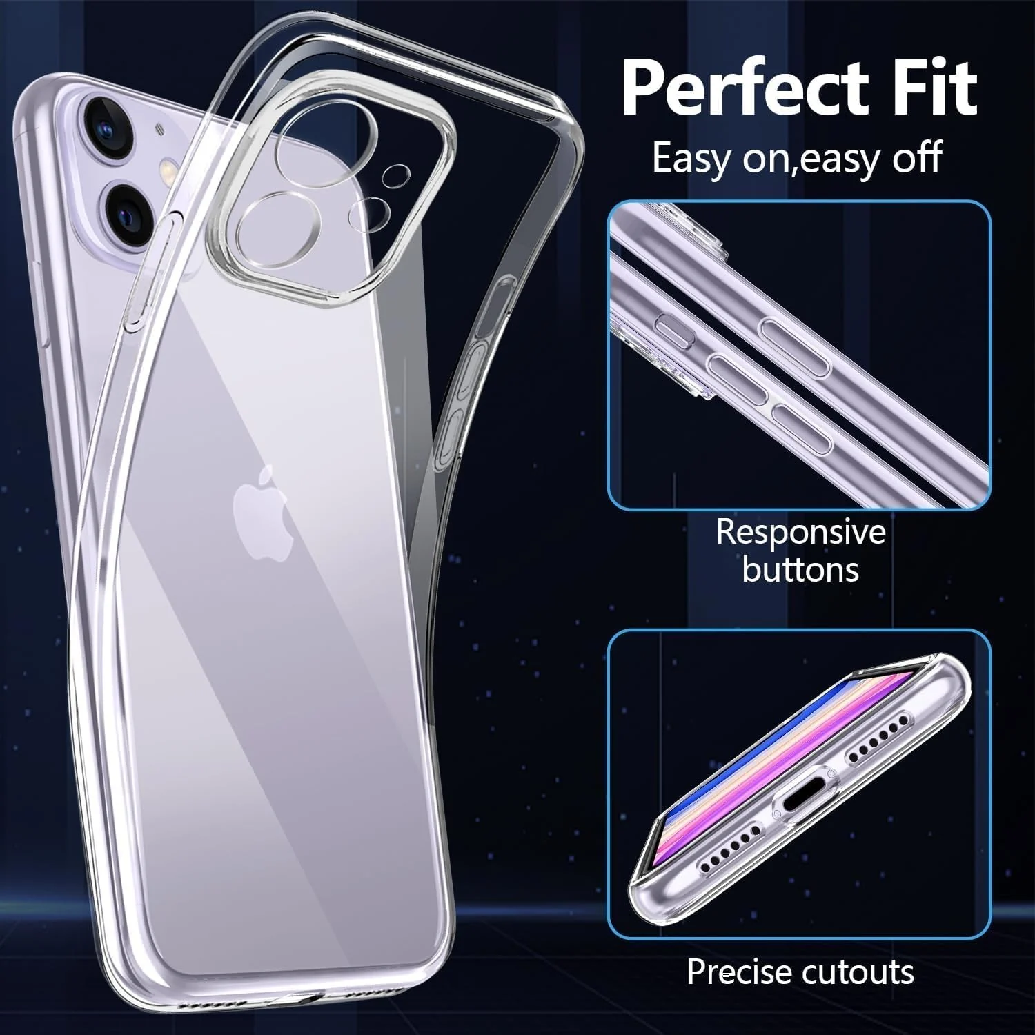 DL3 Mobilak Camera Protective Case Compatible with iPhone 12 Case, Mobile Phone Case iPhone 12 Thin Soft Silicone Anti-Yellow Protective Case - Clear