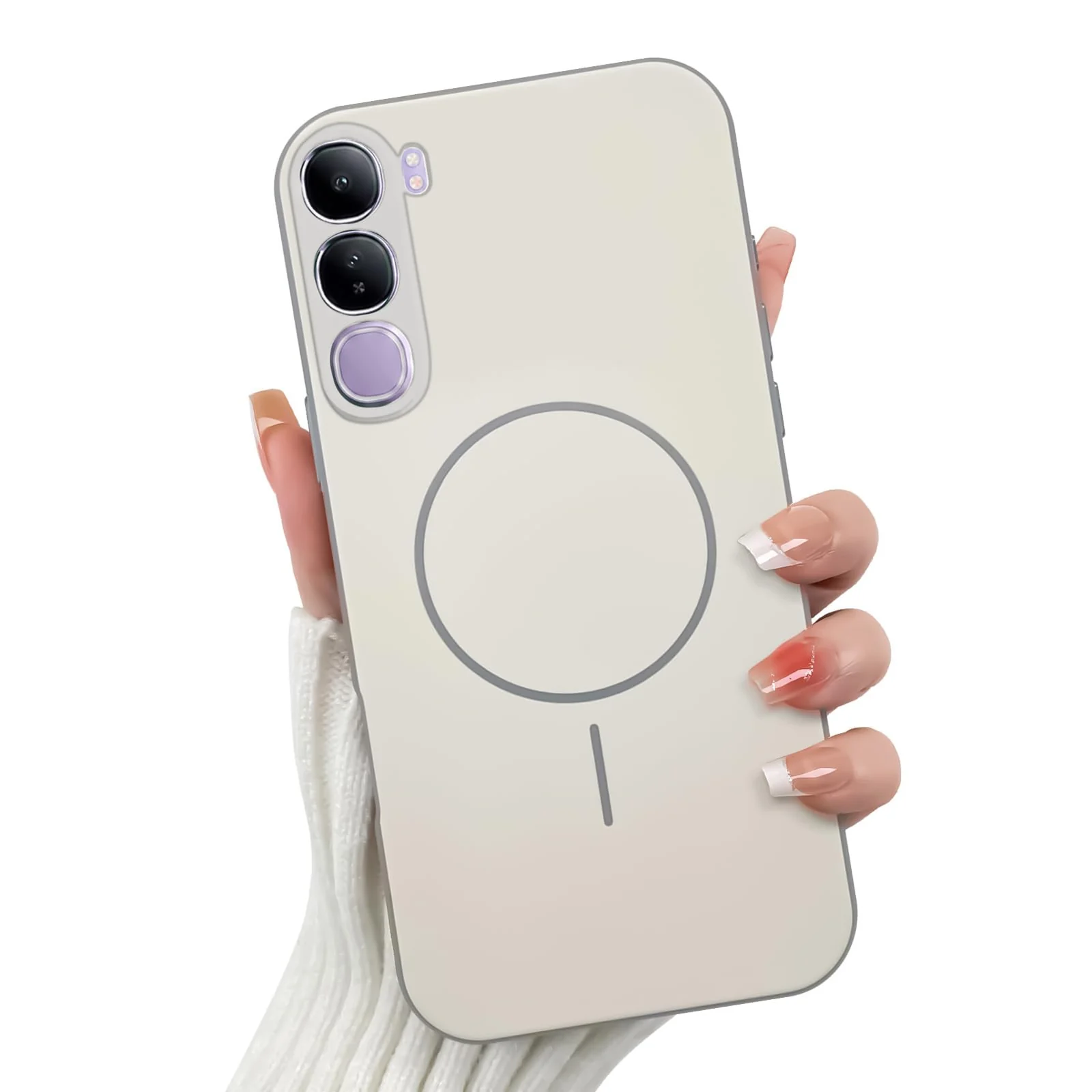 Mobigon Case For vivo Y21D / vivo Y31 5G Slim Design [Not Compatible with MagSafe] Soft Silicone Case Flexible TPU Anti-Scratch Protective Cover with Full Camera Protection - Off White