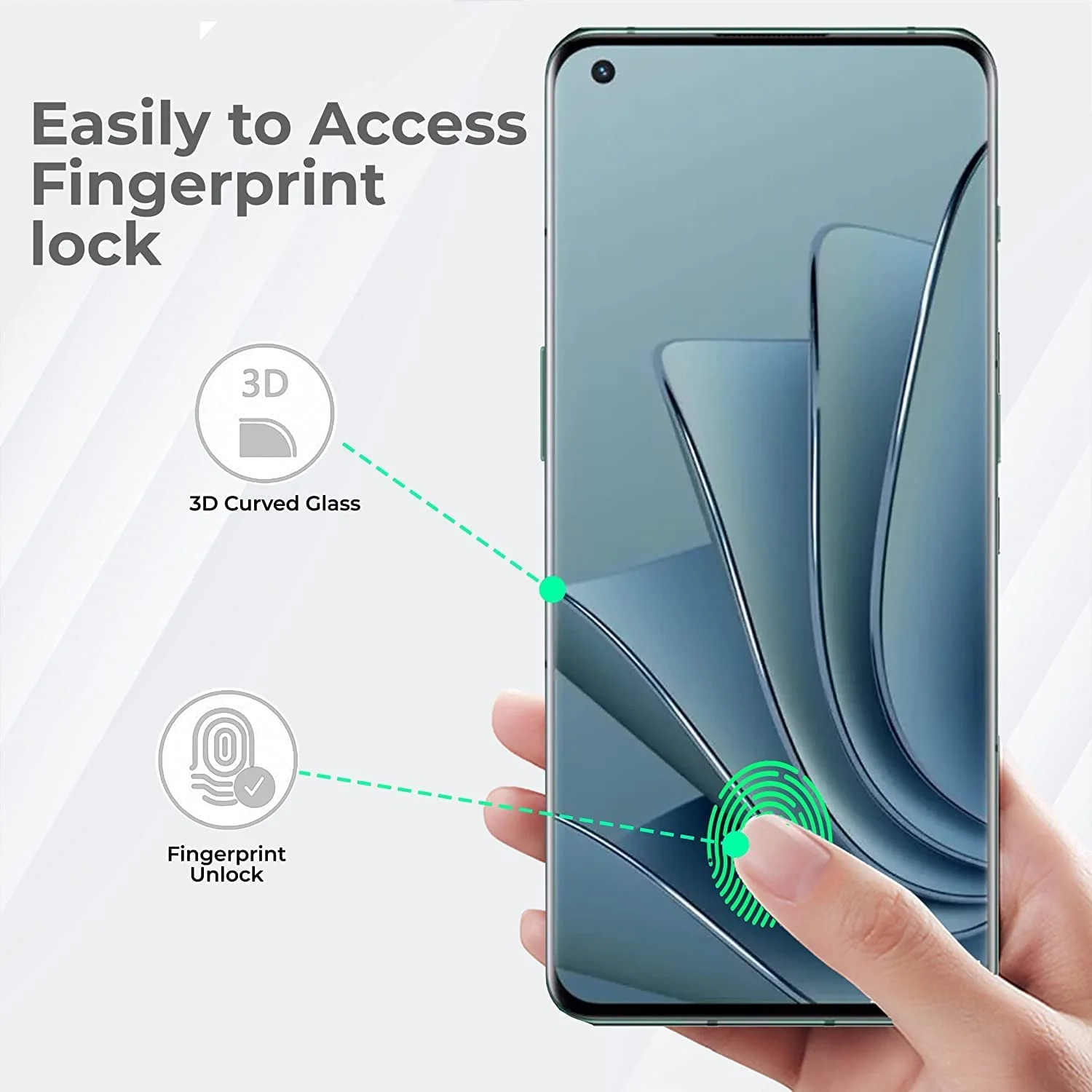 DL3 Mobilak Full Glass Screen Protector for OnePlus 10 Pro/OnePlus 9 Pro - Tempered Full Glue Cover With Fingerprint Unlock - Clear