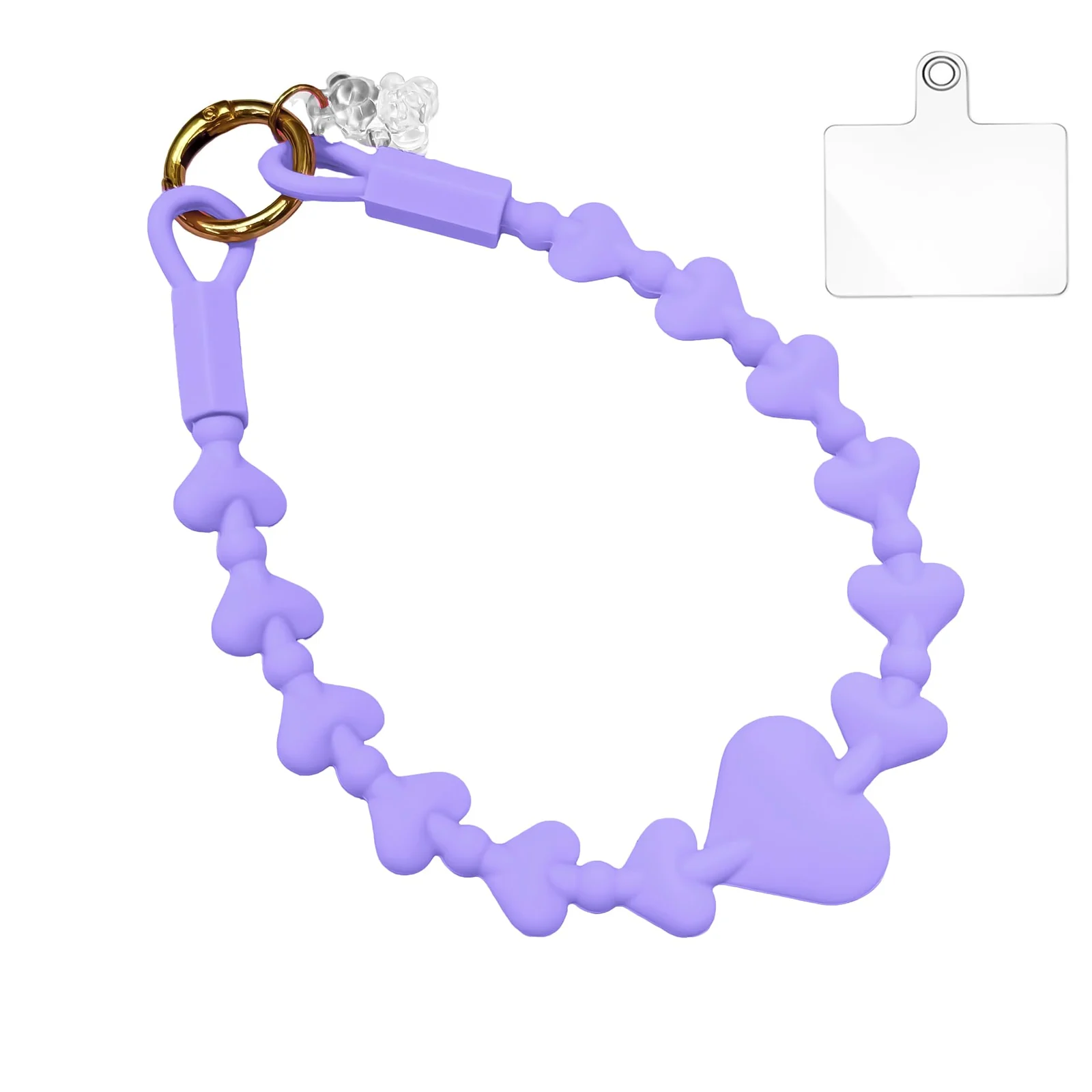 DL3 Mobilak Silicone Crystal Lanyard, 30cm Phone Wrist Strap Lanyard Keychain Office Wrist Strap with Clasp and Bear for Women Phone ID Card, Keys Strap - A-Light Purple