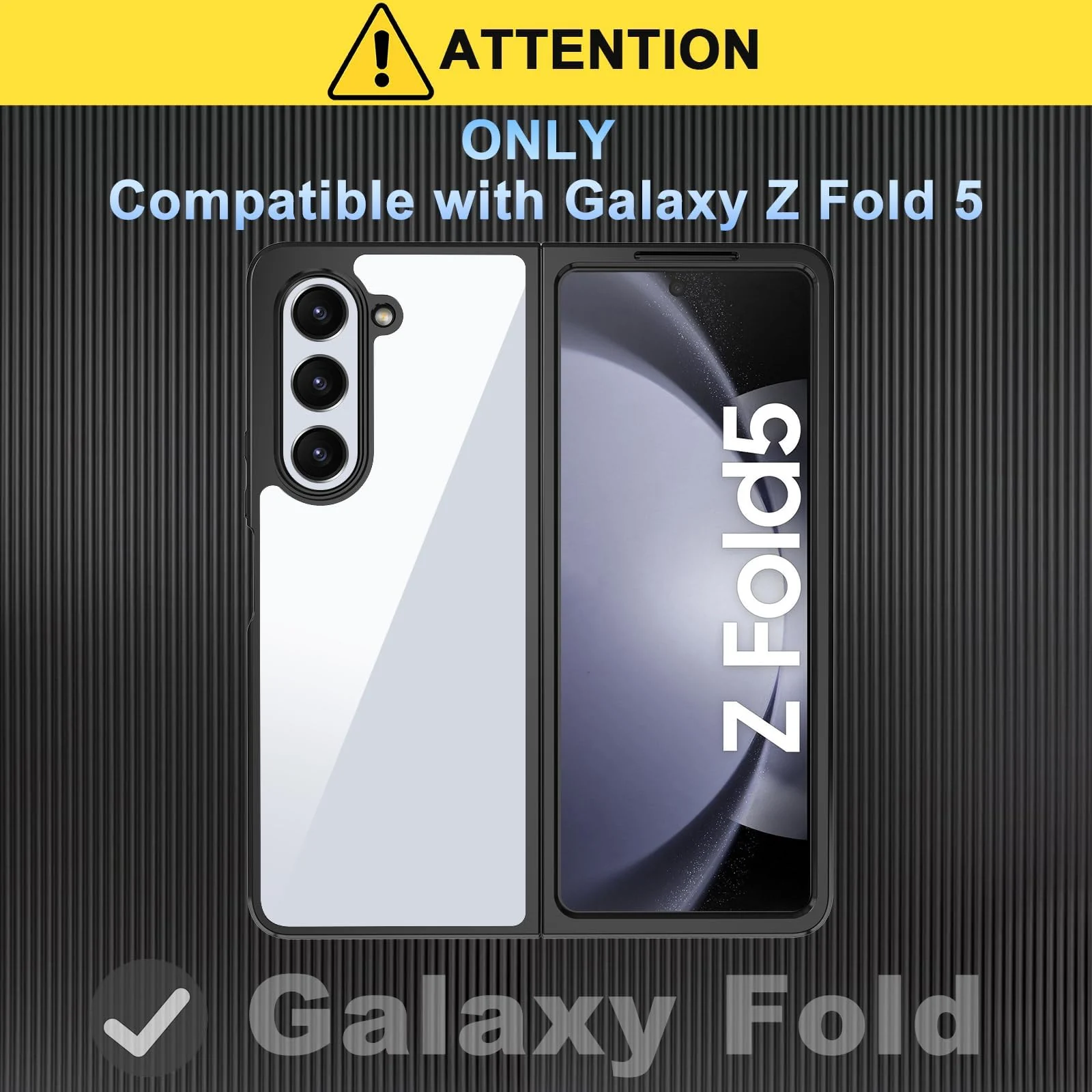 DL3 Mobilak Clear TPU Case with Electroplated Edges for Samsung Galaxy Z Fold 5 with Camera Protection and Shockproof Design - Black