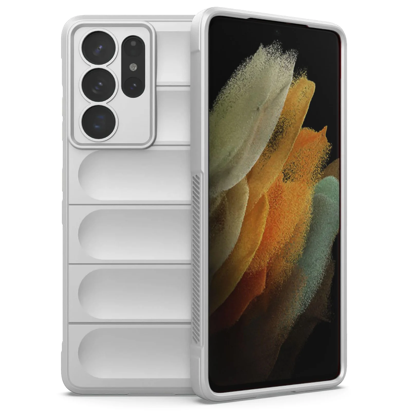 DL3 Mobilak Rugged Protective Case for Samsung Galaxy S21 Ultra, Camera protection, Shock-absorbing protection, Non-slip grip - White