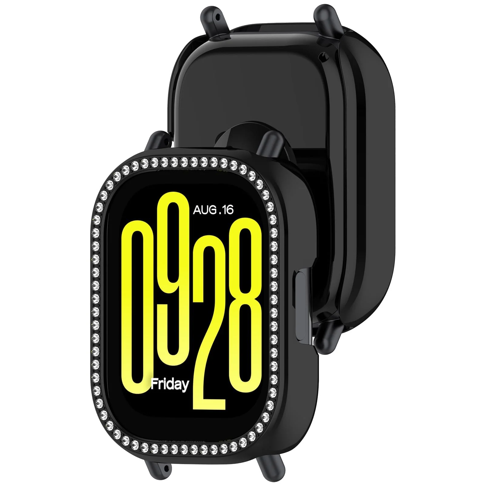 DL3 Mobilak Glitter Rhinestone Protective Case for Xiaomi Redmi Watch 5 Active - Black