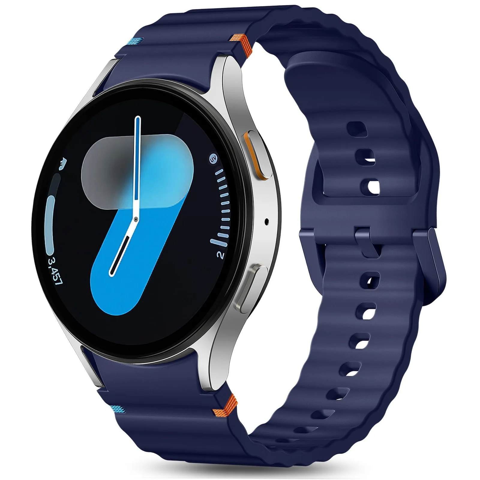 DL3 Mobilak No Gap Sport Bands For Samsung Galaxy Watch 7 6 5 4 FE Strap 40mm 44mm, Soft Silicone Sport Band for Galaxy Watch 6 Classic Straps 47mm 43mm/Galaxy Watch 5 Pro/Watch 4 Classic 42mm 46mm for Men Women - Midnight Blue