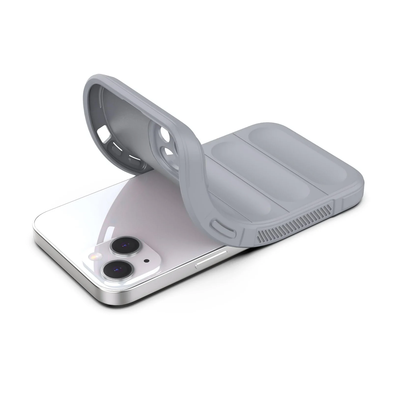 DL3 Mobilak Silicone Case for iPhone 15+ Plus 6.7-Inch Heavy Duty Protective [Slim Fit] Shockproof Soft Flexible Protective Design Shock-Absorption TPU Cover With Camera Protection - Gray
