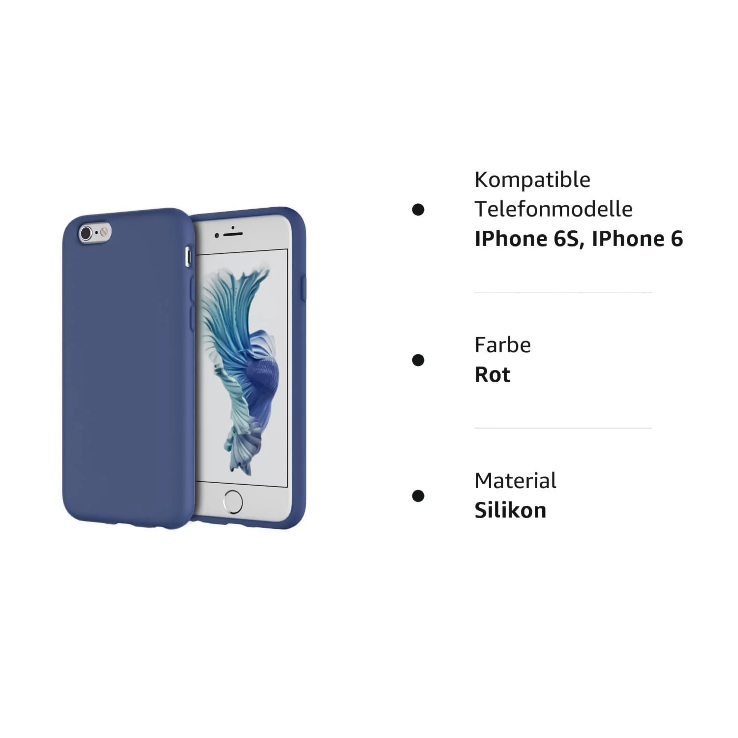 DL3 Mobilak Liquid Silicone Case for iPhone 6 / 6S, Shock-absorbing protection, Scratch-resistant surface, Soft microfiber lining - Royal Blue
