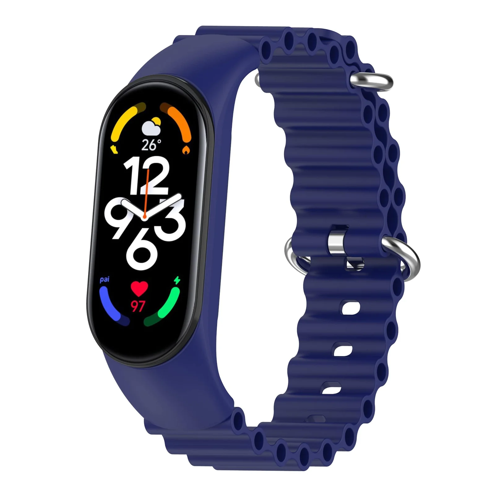 DL3 MOBILAK Ocean Band for Xiaomi Mi Band 7/Mi Band 6/Mi Band 5/Mi Band 4/Mi Band 3,Adjustable Silicone Stretchy Sport Strap Women Men Replacement Wristband - Blue