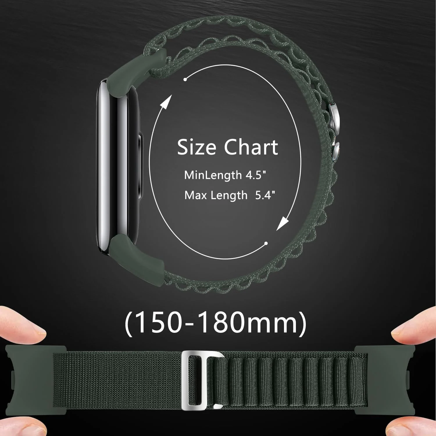 DL3 Mobilak Nylon Titanium G Hook Band, Upgraded Nylon Watch Band, Adjustable Replacement Strap for Xiaomi Band 8 | 9 - Green